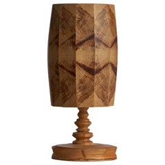 Swedish Designer, Table Lamp, Pine, Spalting, Sweden, 1970s
