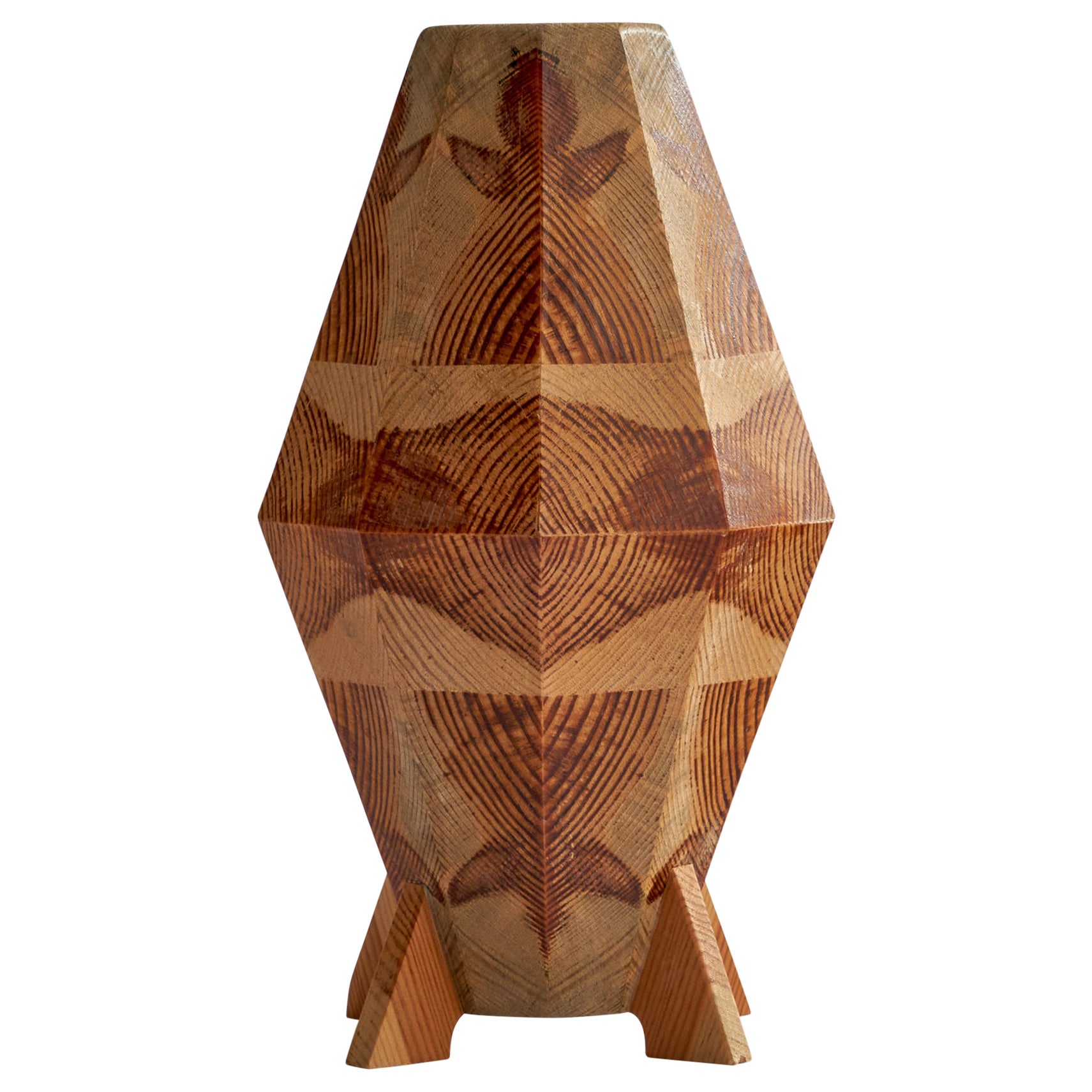 Schwedische Designerin, Tischlampe, Kiefernholz, Spalting, Schweden, 1980