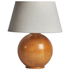 Schwedische Designerin, Tischlampe, Kiefernholz, Schweden, 1960er Jahre