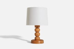 Schwedische Designerin, Tischlampe, Kiefernholz, Schweden, 1970er Jahre