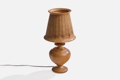 Schwedische Designerin, Tischlampe, Kiefernholz, Schweden, 1970er Jahre