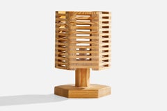 Swedish Designer, Table Lamp, Pine, Sweden, 1970s