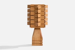 Schwedische Designerin, Tischlampe, Kiefernholz, Schweden, 1970er Jahre