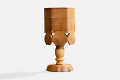 Schwedische Designerin, Tischlampe, Kiefernholz, Schweden, 1970er Jahre