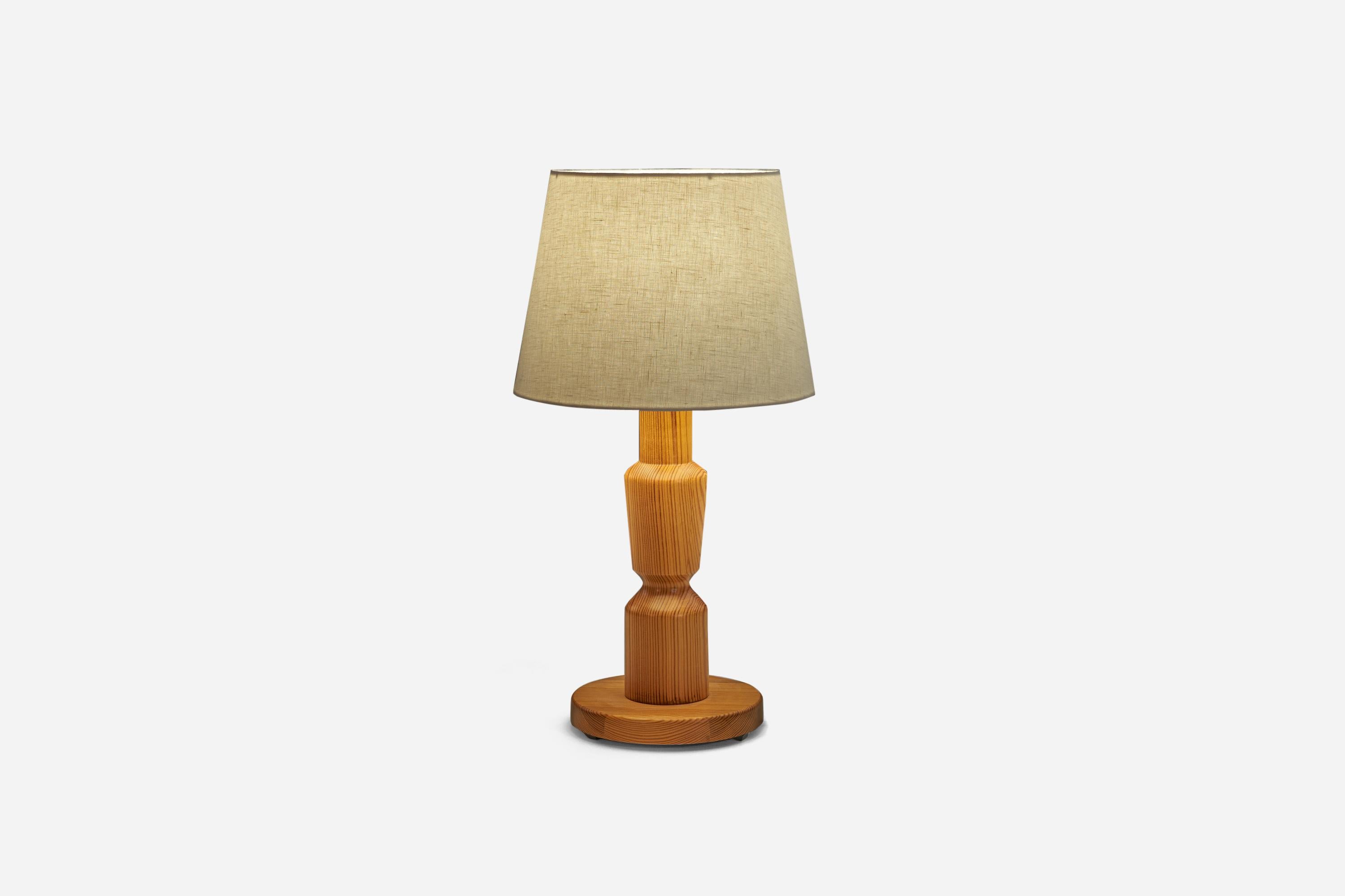 Mid-Century Modern Swedish Designer, Table Lamp, Pine, Sweden, 1970s For Sale
