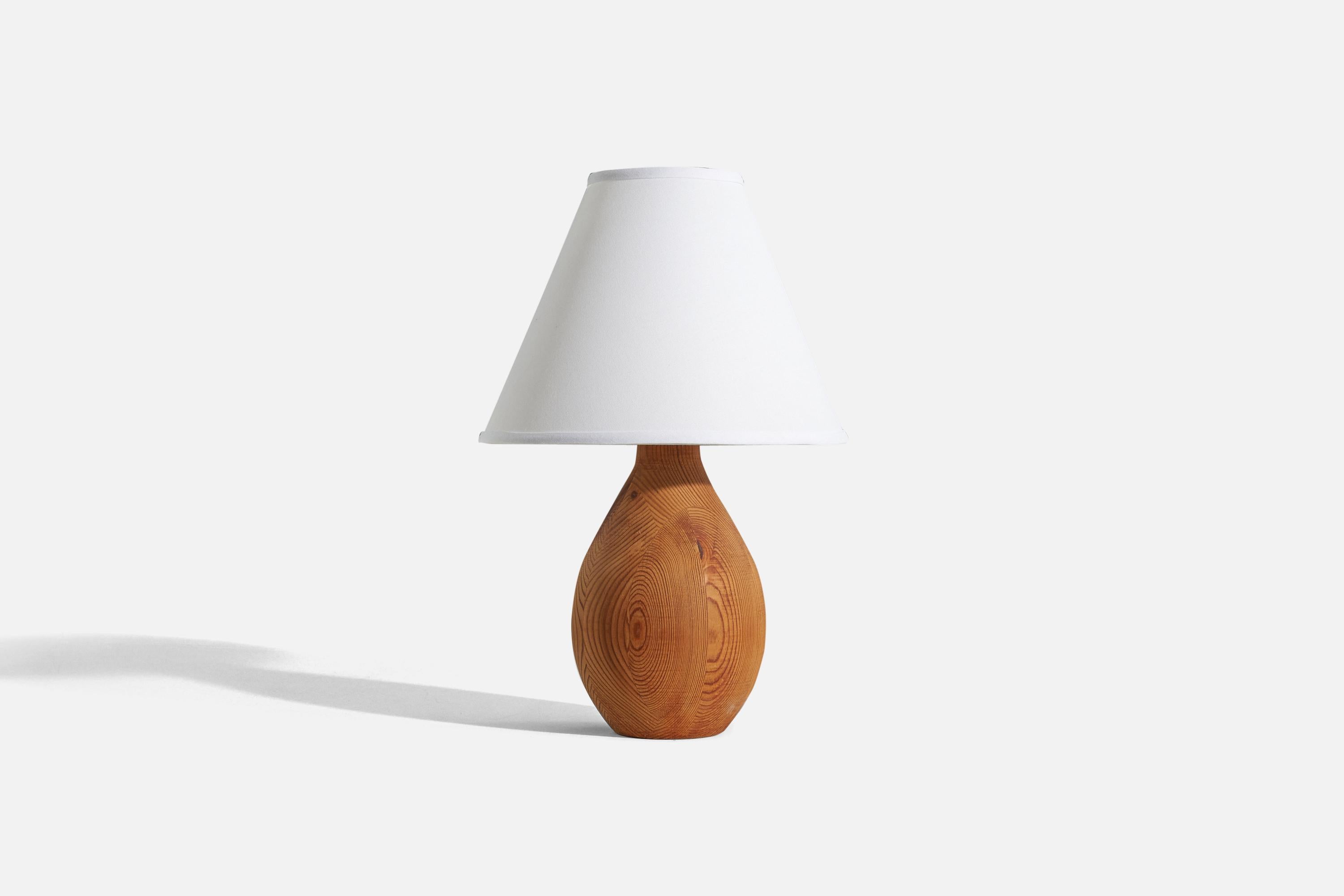 Mid-Century Modern Swedish Designer, Table Lamp, Pine, Sweden, 1970s For Sale