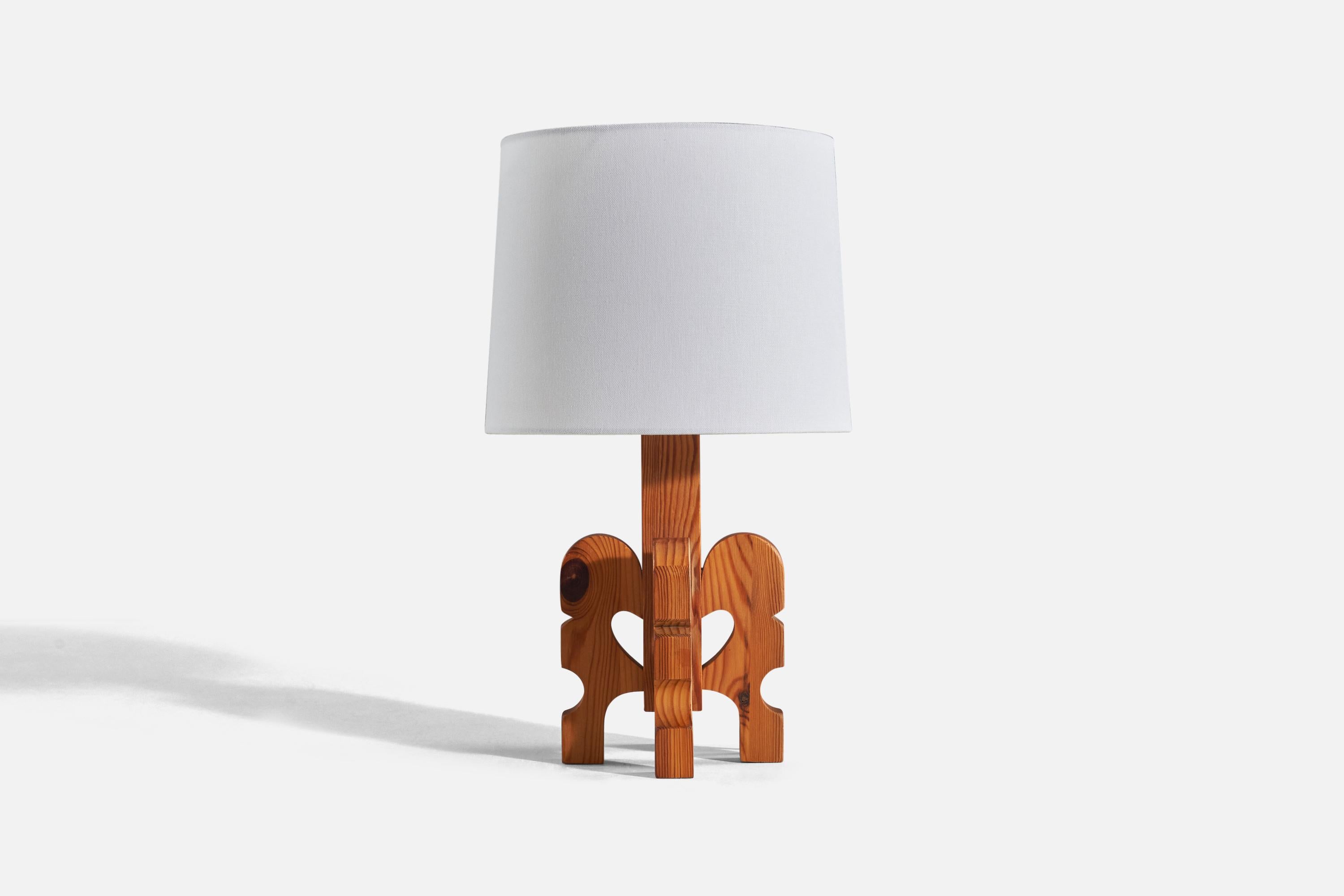 Modern Swedish Designer, Table Lamp, Pine, Sweden, 1970s For Sale