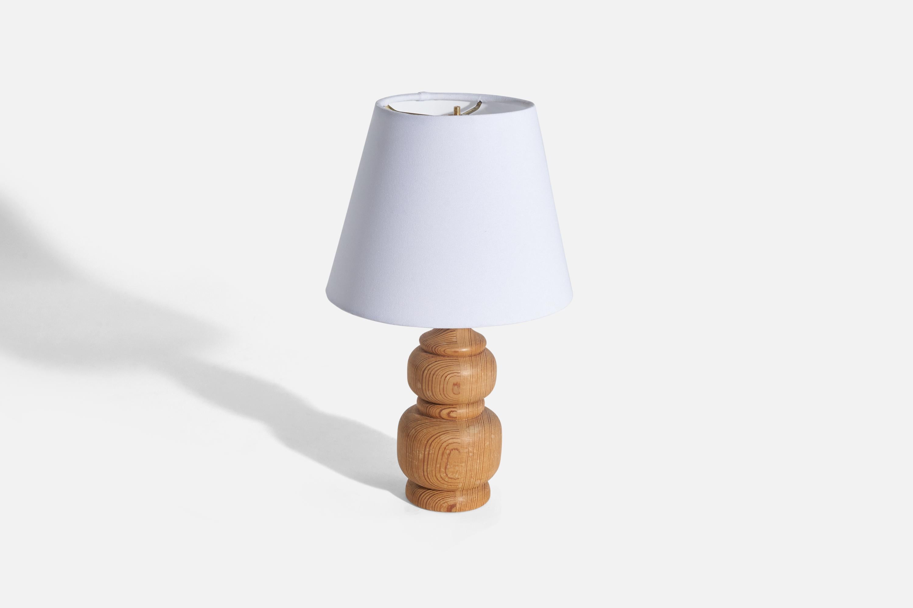 Modern Swedish Designer, Table Lamp, Pine, Sweden, 1970s For Sale