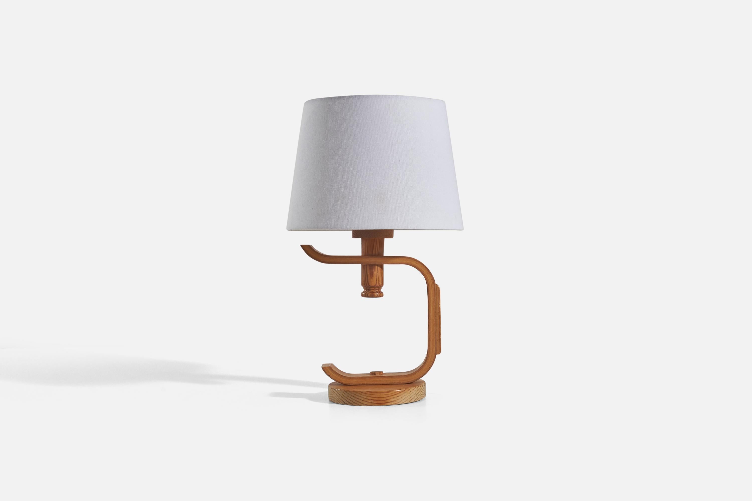 Modern Swedish Designer, Table Lamp, Pine, Sweden, 1970s