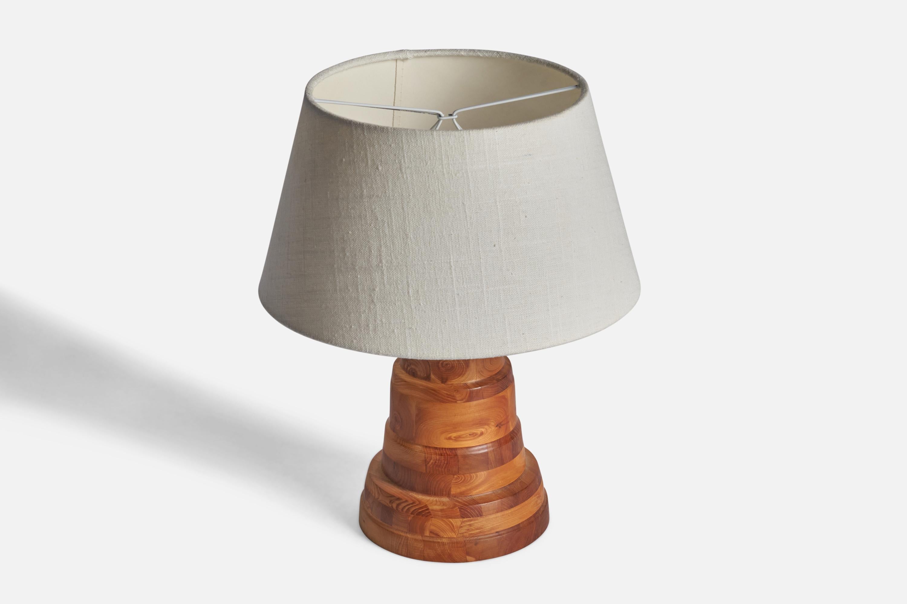 Scandinavian Modern Swedish Designer, Table Lamp, Pine, Sweden, 1970s For Sale