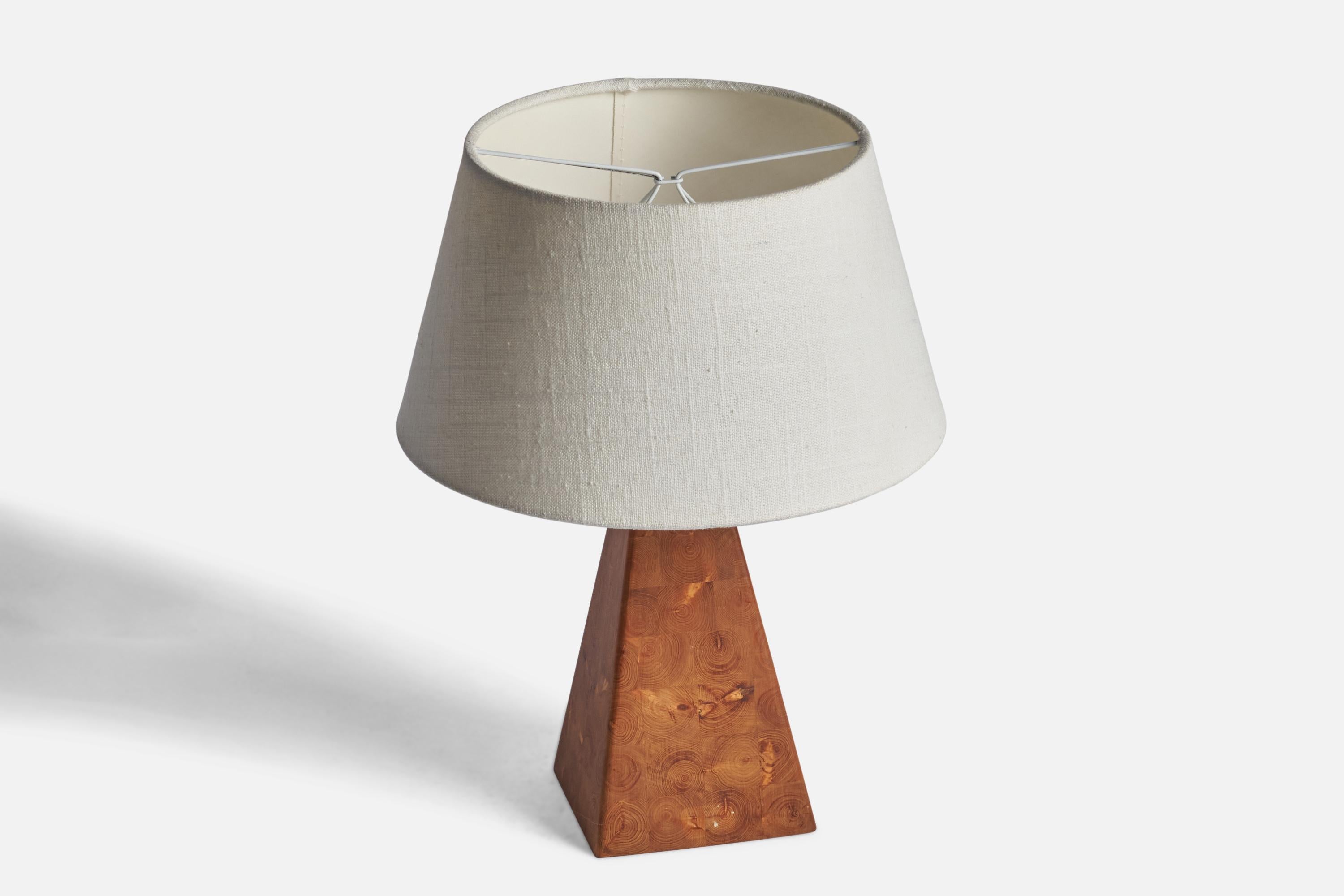 Mid-Century Modern Swedish Designer, Table Lamp, Pine, Sweden, 1970s For Sale