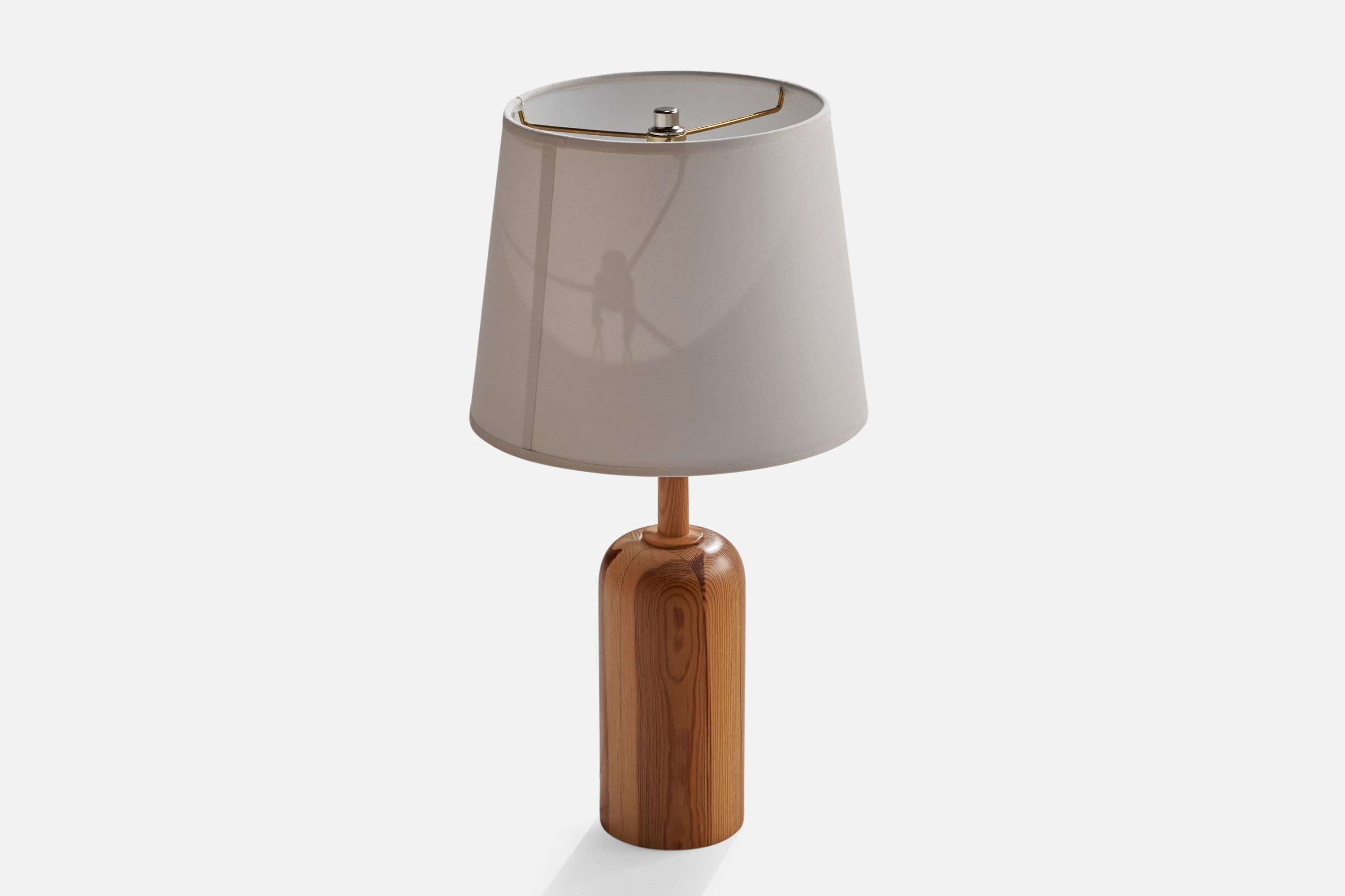 Scandinavian Modern Swedish Designer, Table Lamp, Pine, Sweden, 1970s For Sale