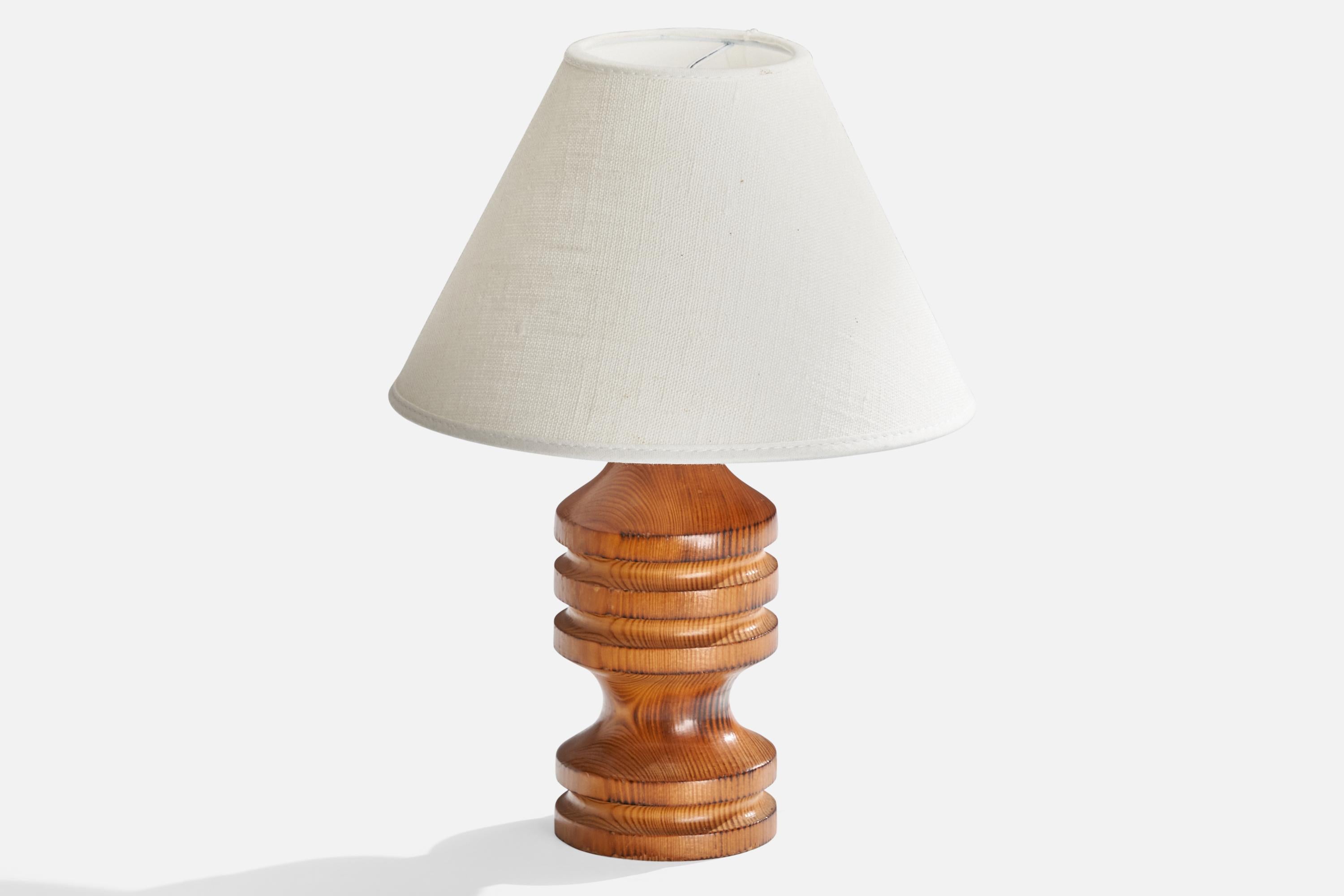 Scandinavian Modern Swedish Designer, Table Lamp, Pine, Sweden, 1970s For Sale