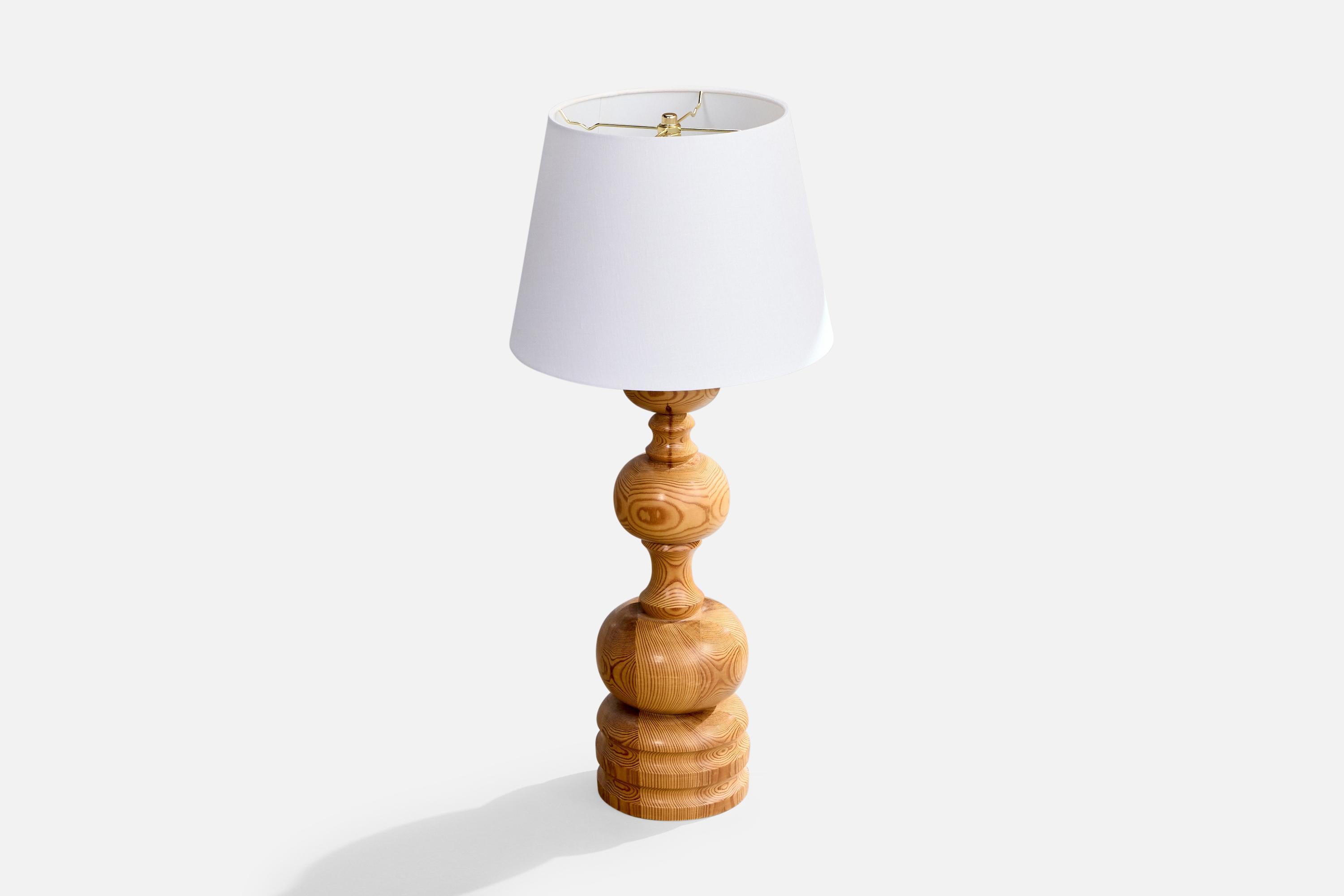 Mid-Century Modern Swedish Designer, Table Lamp, Pine, Sweden, 1970s For Sale