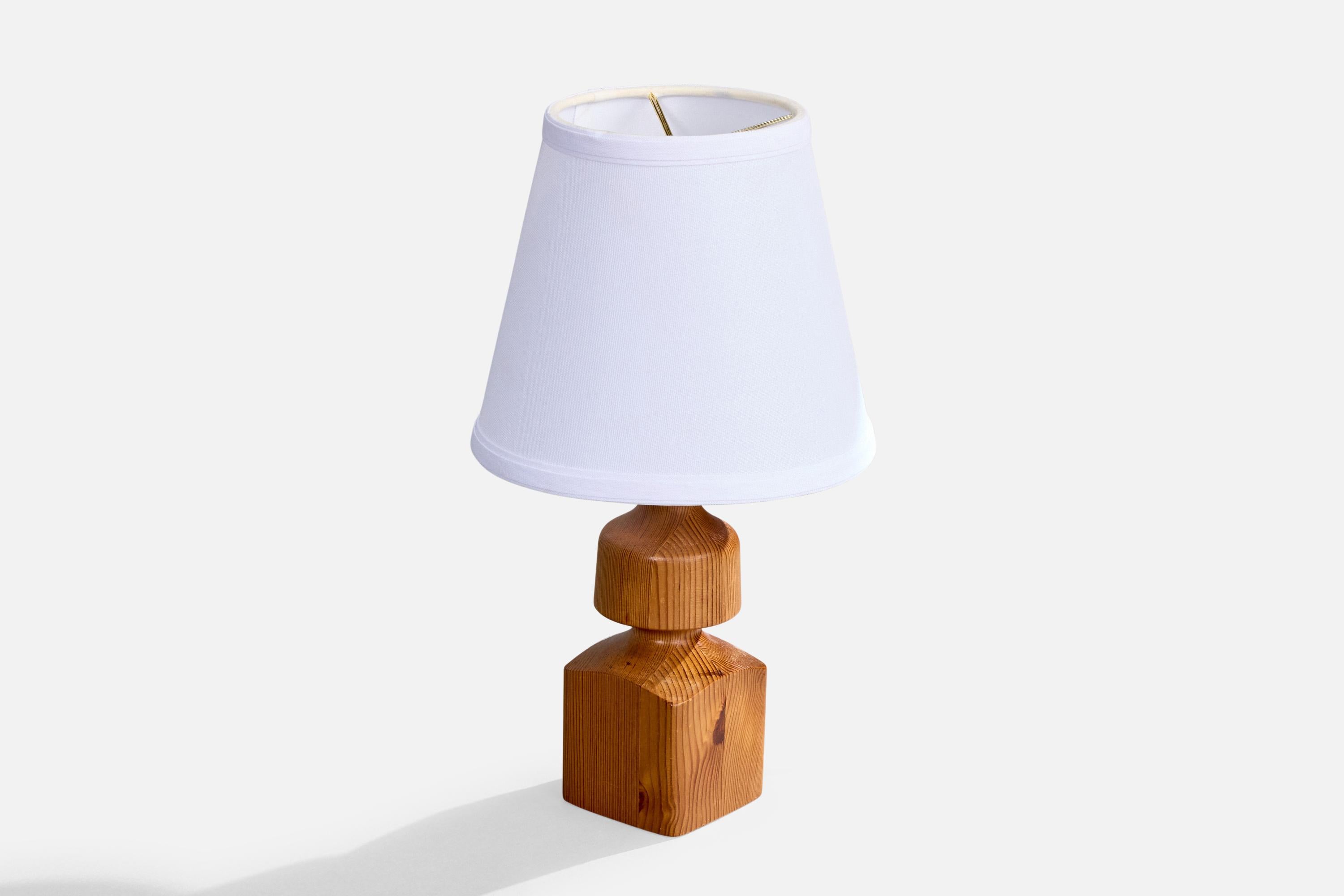 Mid-Century Modern Swedish Designer, Table Lamp, Pine, Sweden, 1970s For Sale