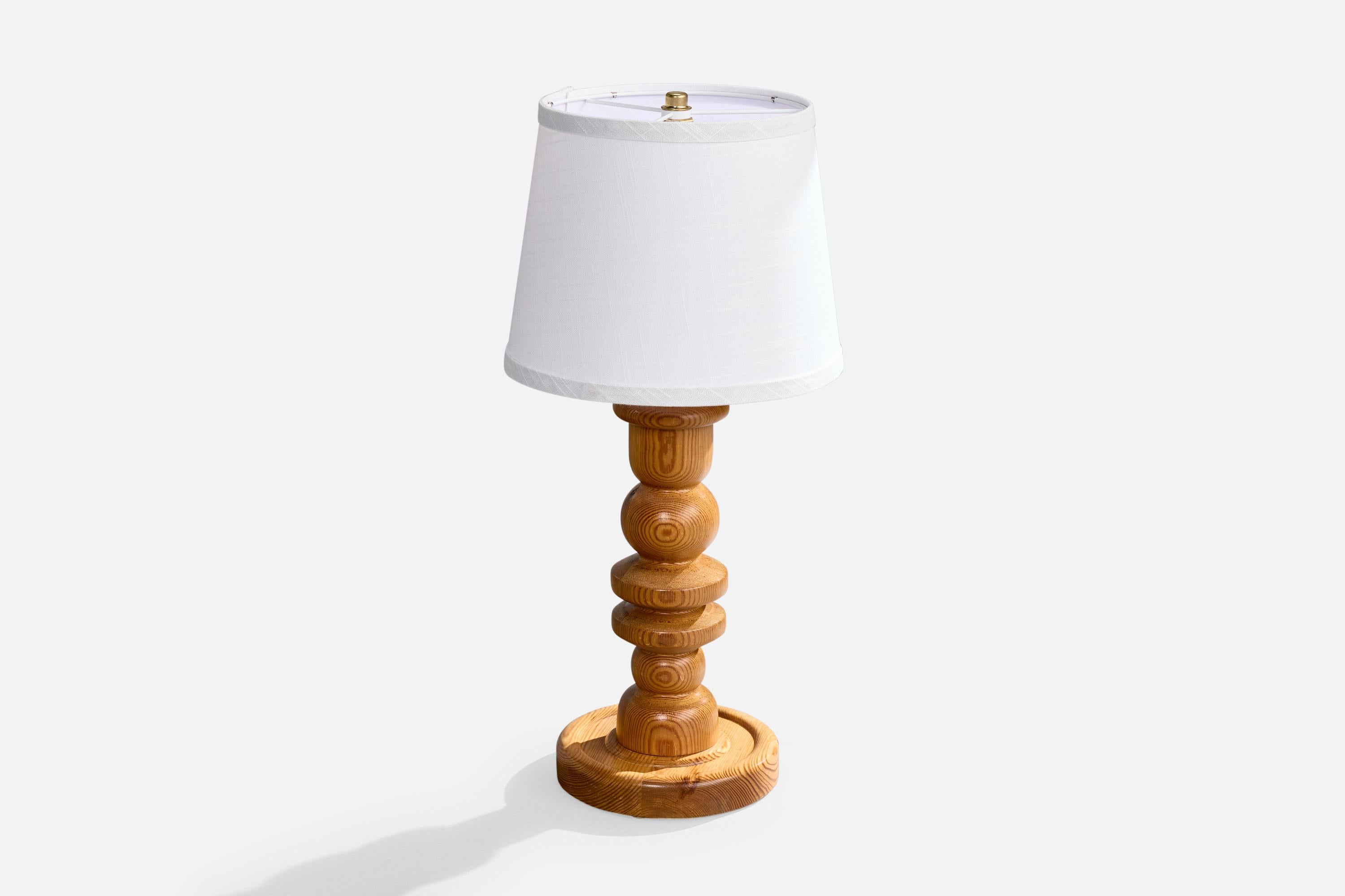 Mid-Century Modern Swedish Designer, Table Lamp, Pine, Sweden, 1970s For Sale
