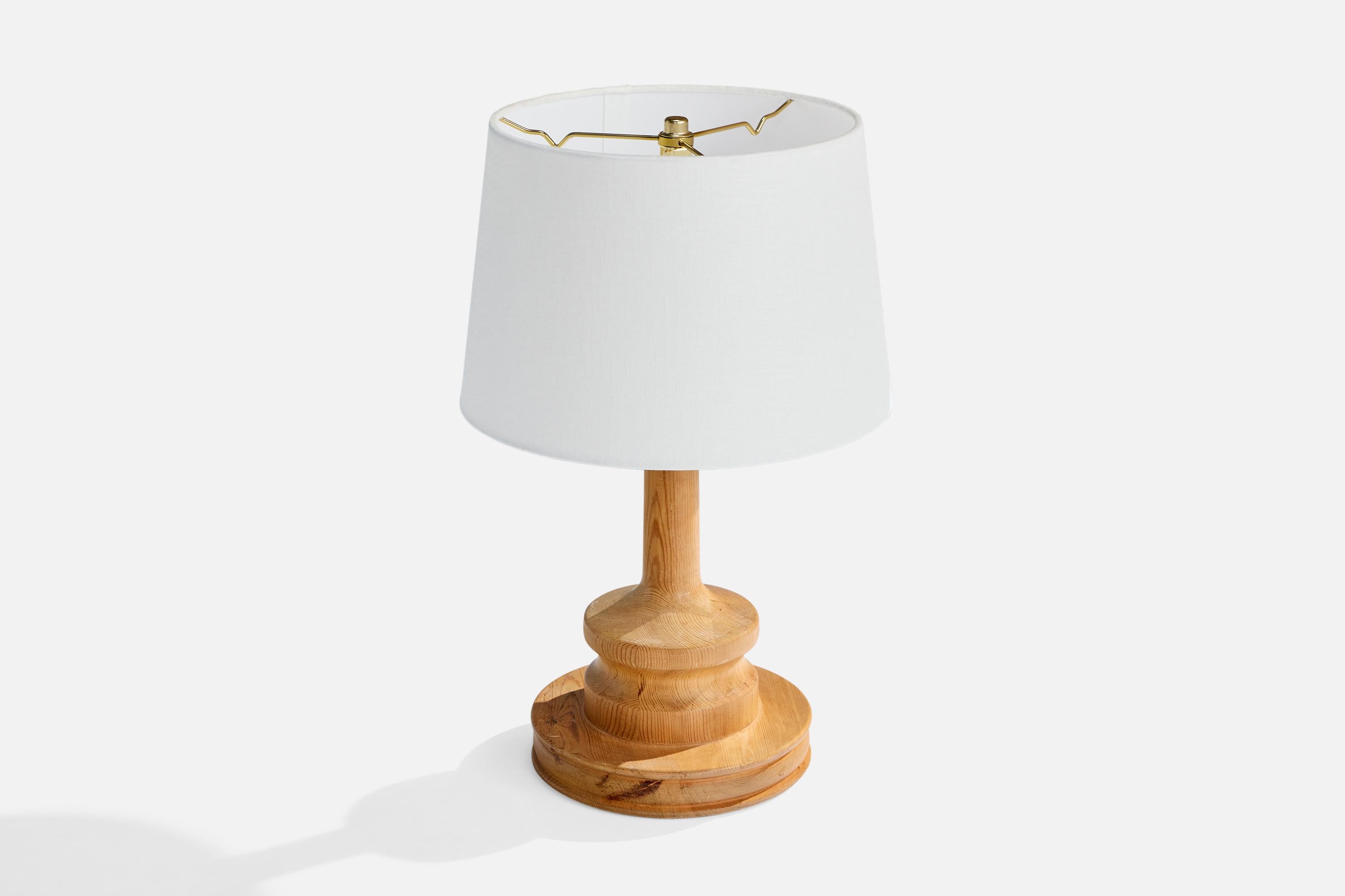 Mid-Century Modern Swedish Designer, Table Lamp, Pine, Sweden, 1970s For Sale