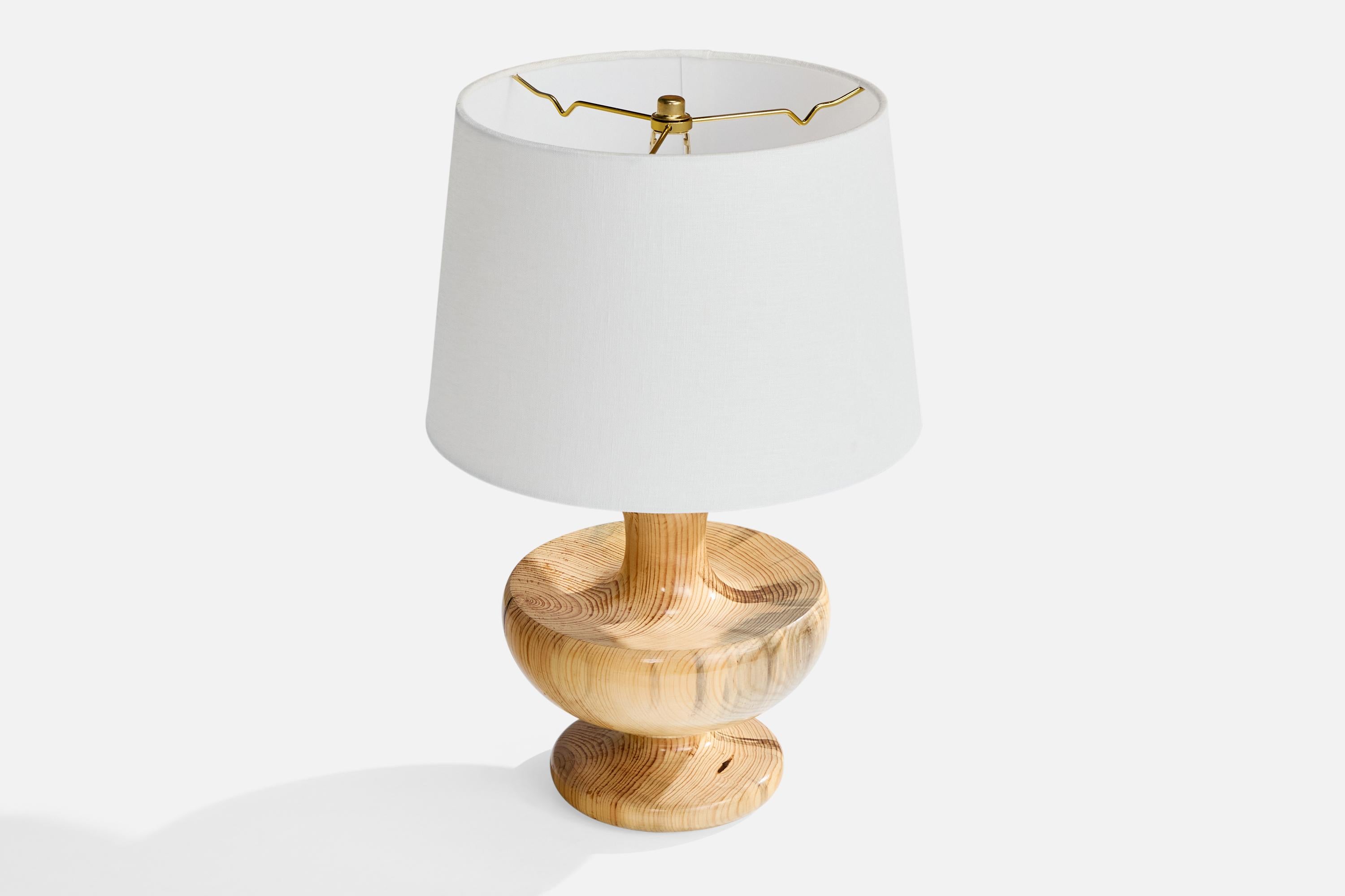 Mid-Century Modern Swedish Designer, Table Lamp, Pine, Sweden, 1970s For Sale