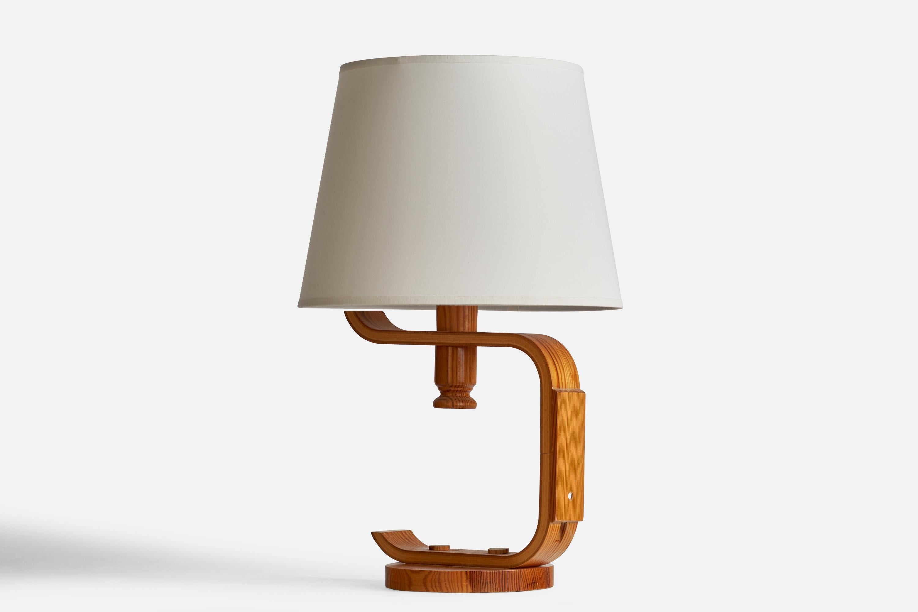 Late 20th Century Swedish Designer, Table Lamp, Pine, Sweden, 1970s For Sale