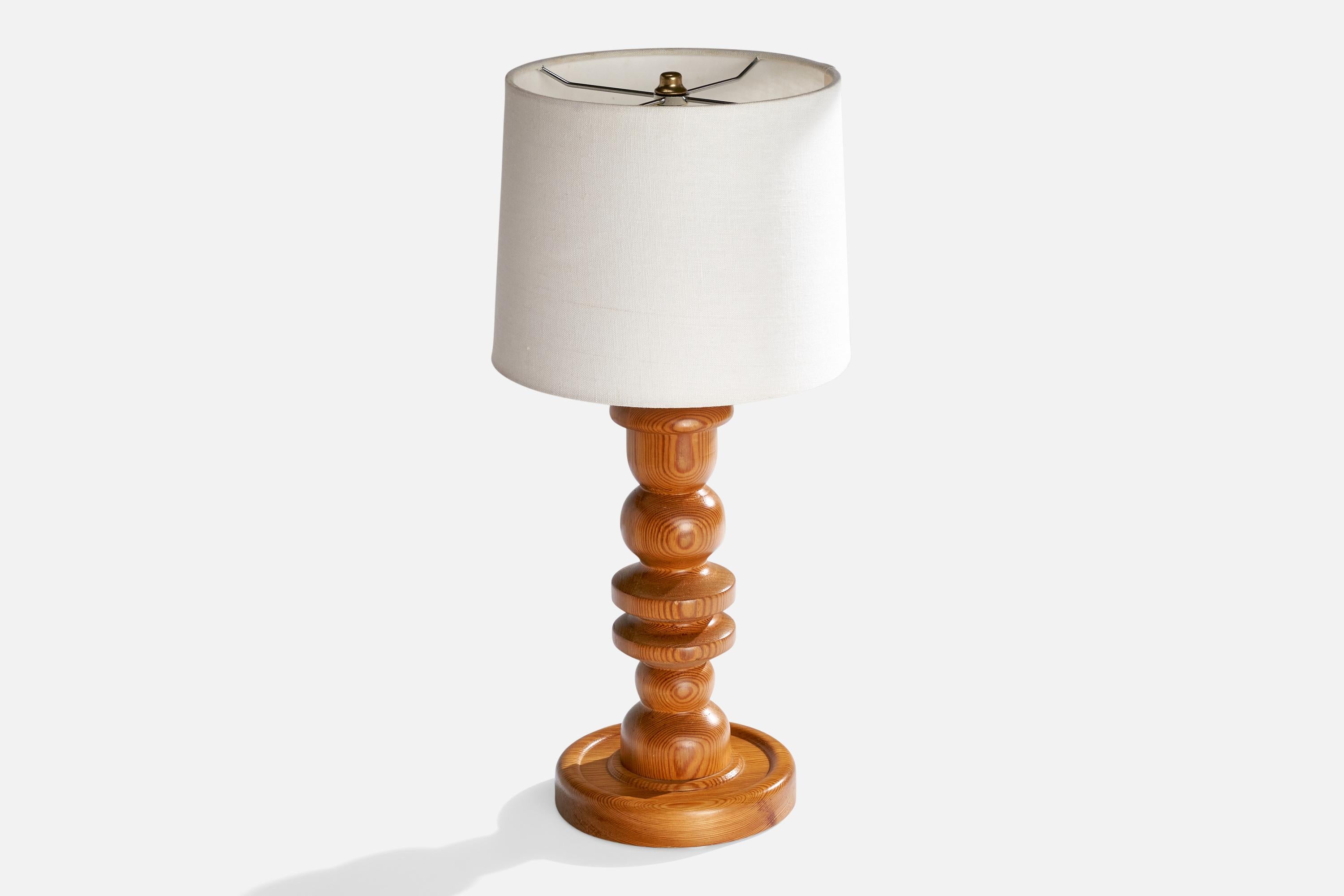 Late 20th Century Swedish Designer, Table Lamp, Pine, Sweden, 1970s For Sale