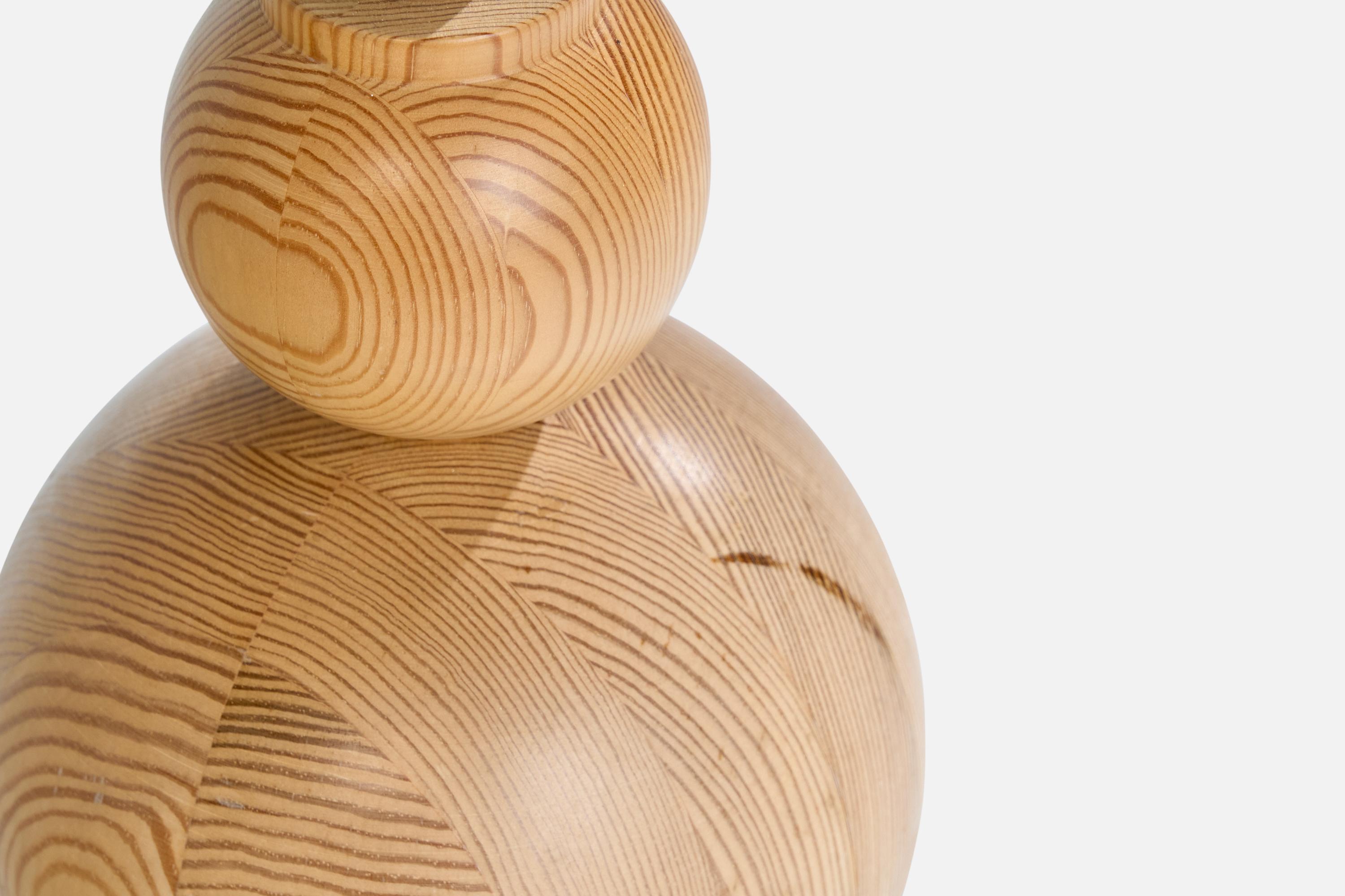 Swedish Designer, Table Lamp, Pine, Sweden, 1970s For Sale 1
