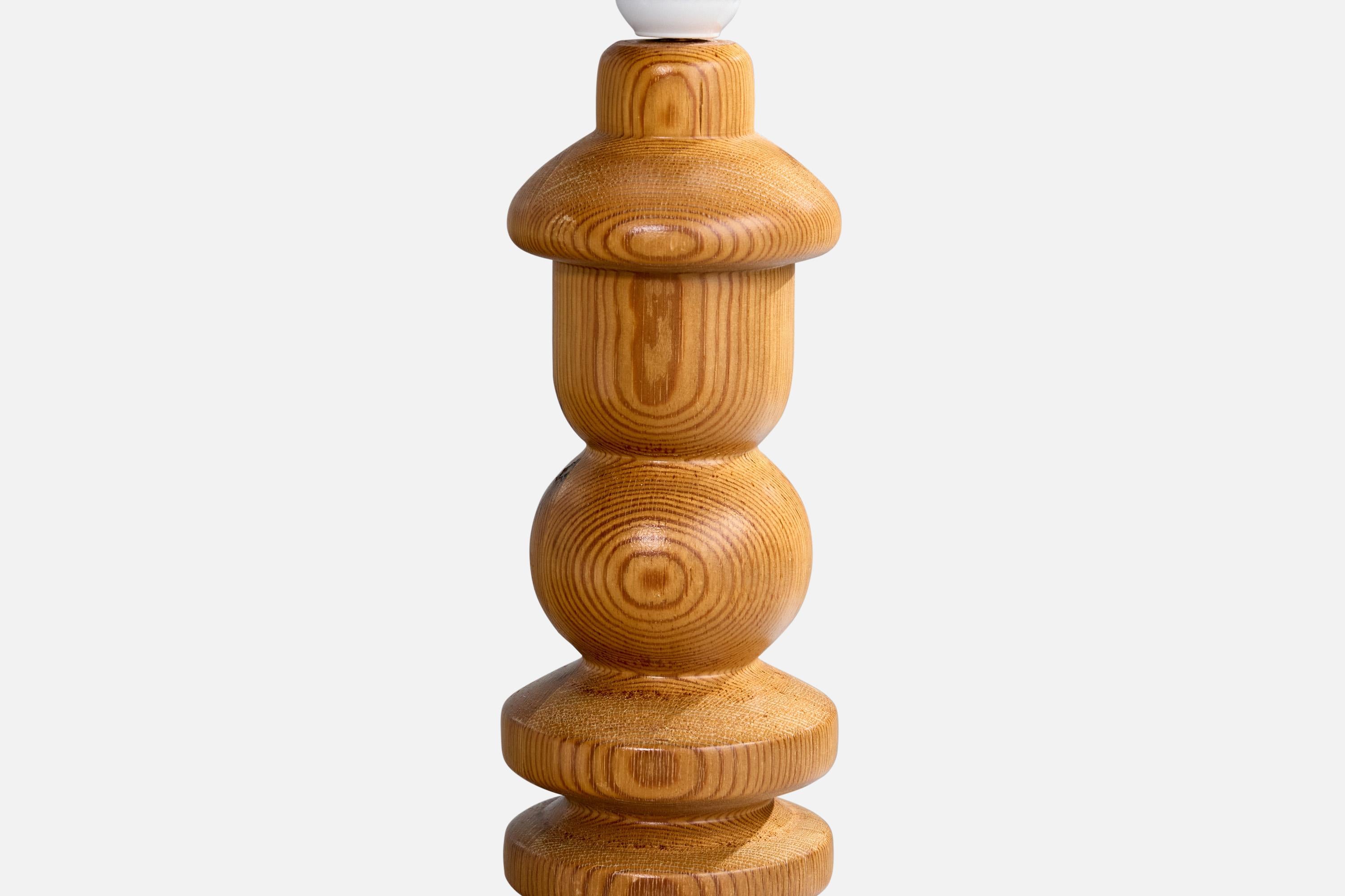 Late 20th Century Swedish Designer, Table Lamp, Pine, Sweden, 1970s For Sale