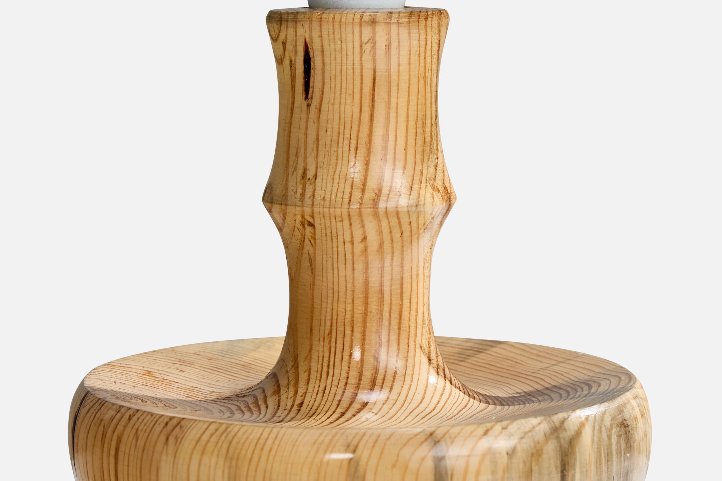 Late 20th Century Swedish Designer, Table Lamp, Pine, Sweden, 1970s For Sale