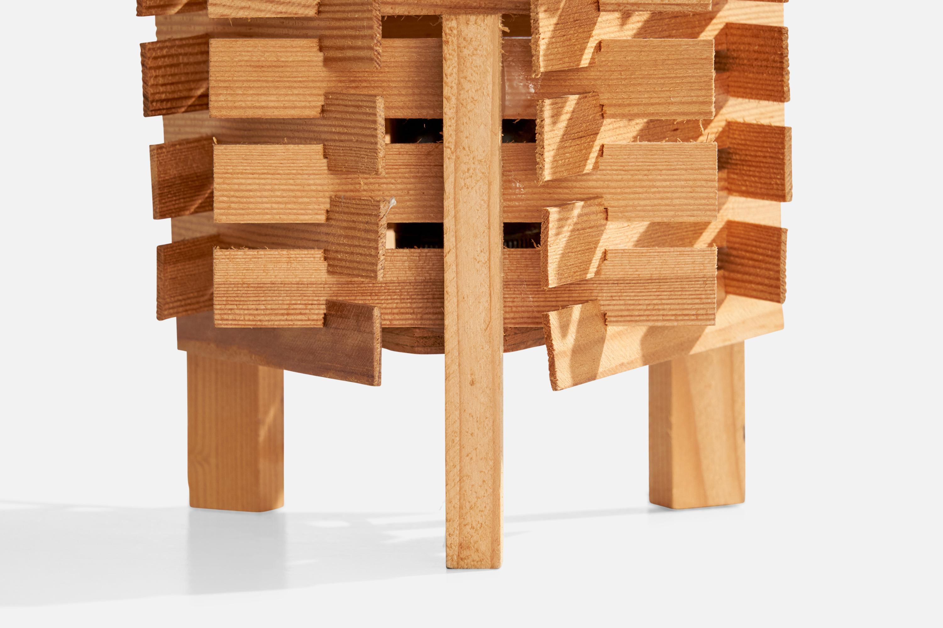 Swedish Designer, Table Lamp, Pine, Sweden, 1970s For Sale 1