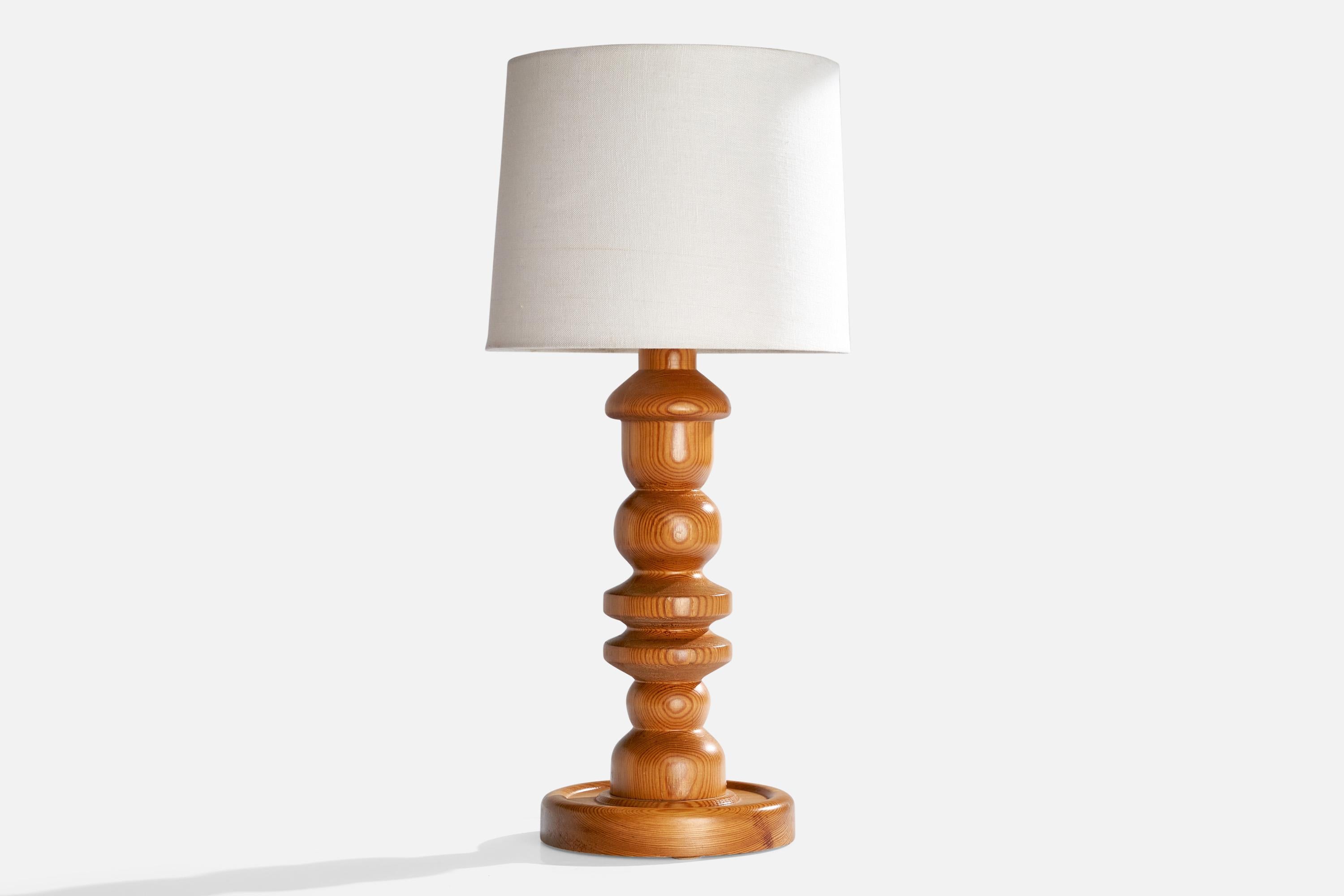 Swedish Designer, Table Lamp, Pine, Sweden, 1970s For Sale 2