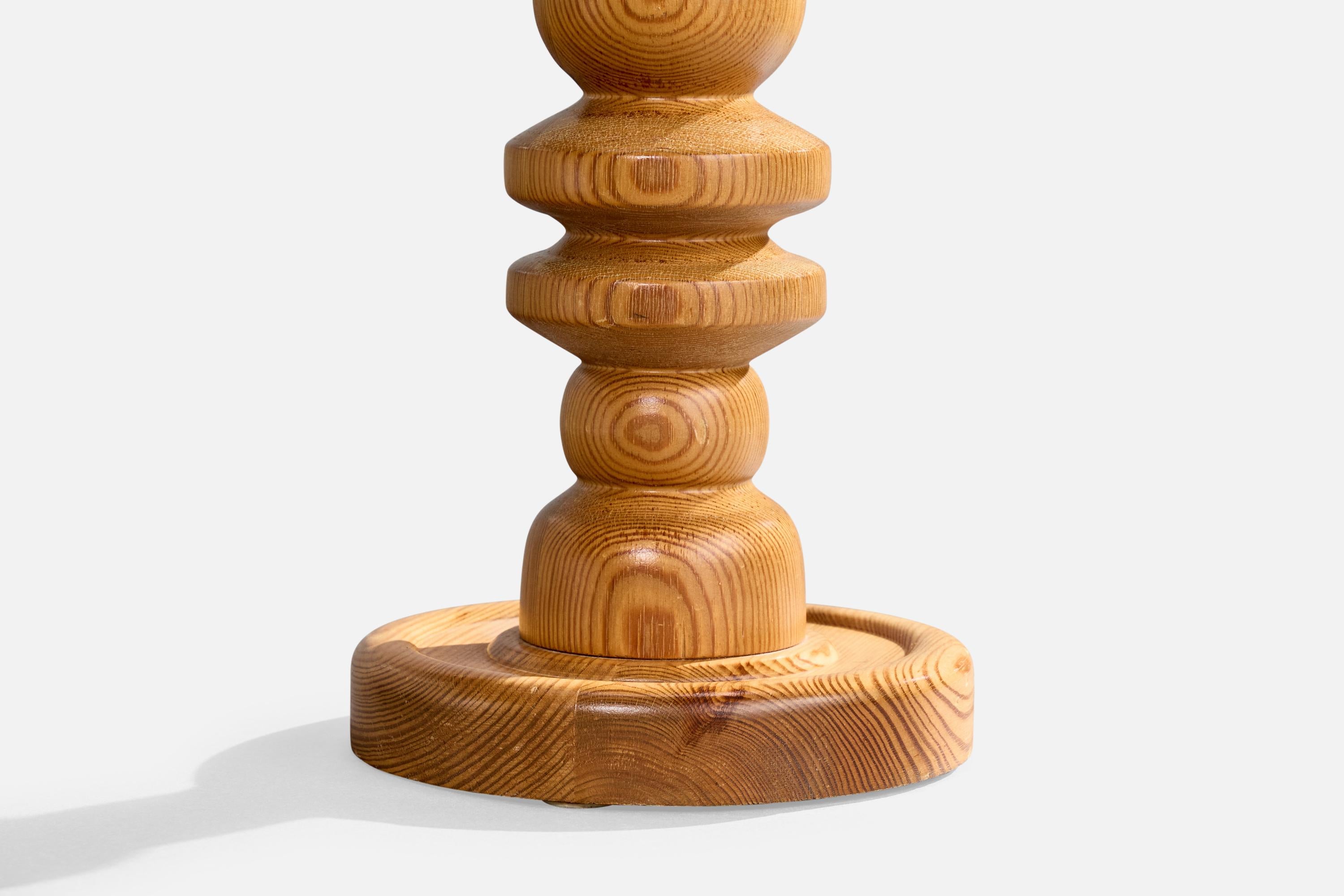 Swedish Designer, Table Lamp, Pine, Sweden, 1970s For Sale 1