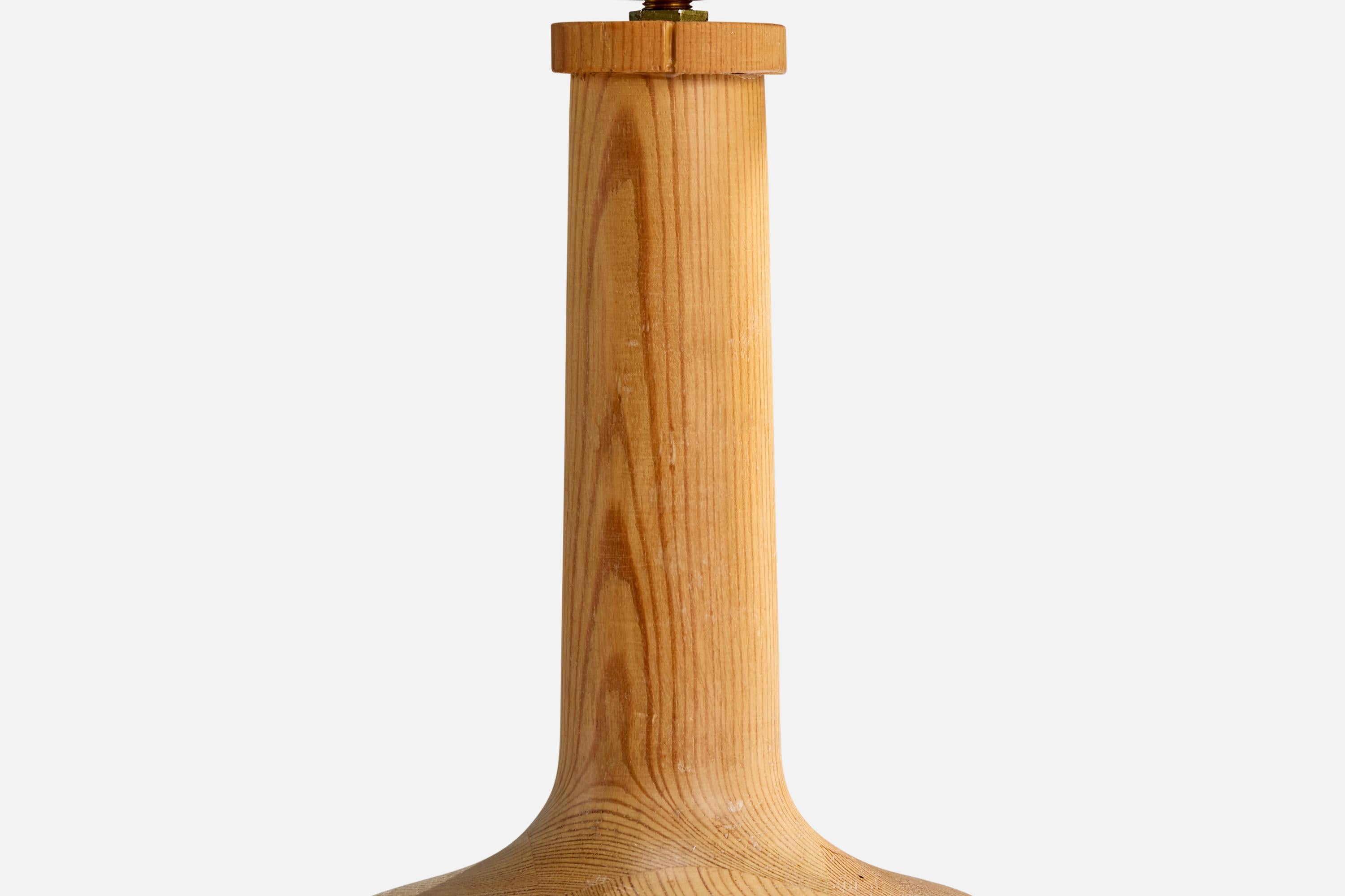 Wood Swedish Designer, Table Lamp, Pine, Sweden, 1970s For Sale