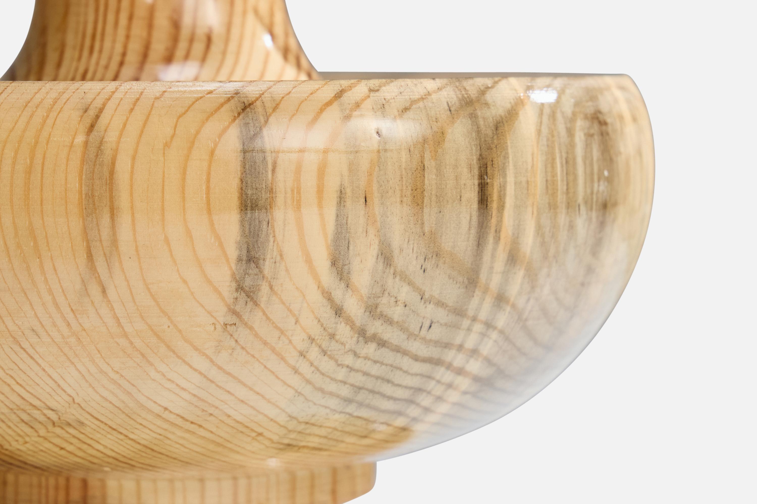 Swedish Designer, Table Lamp, Pine, Sweden, 1970s For Sale 1