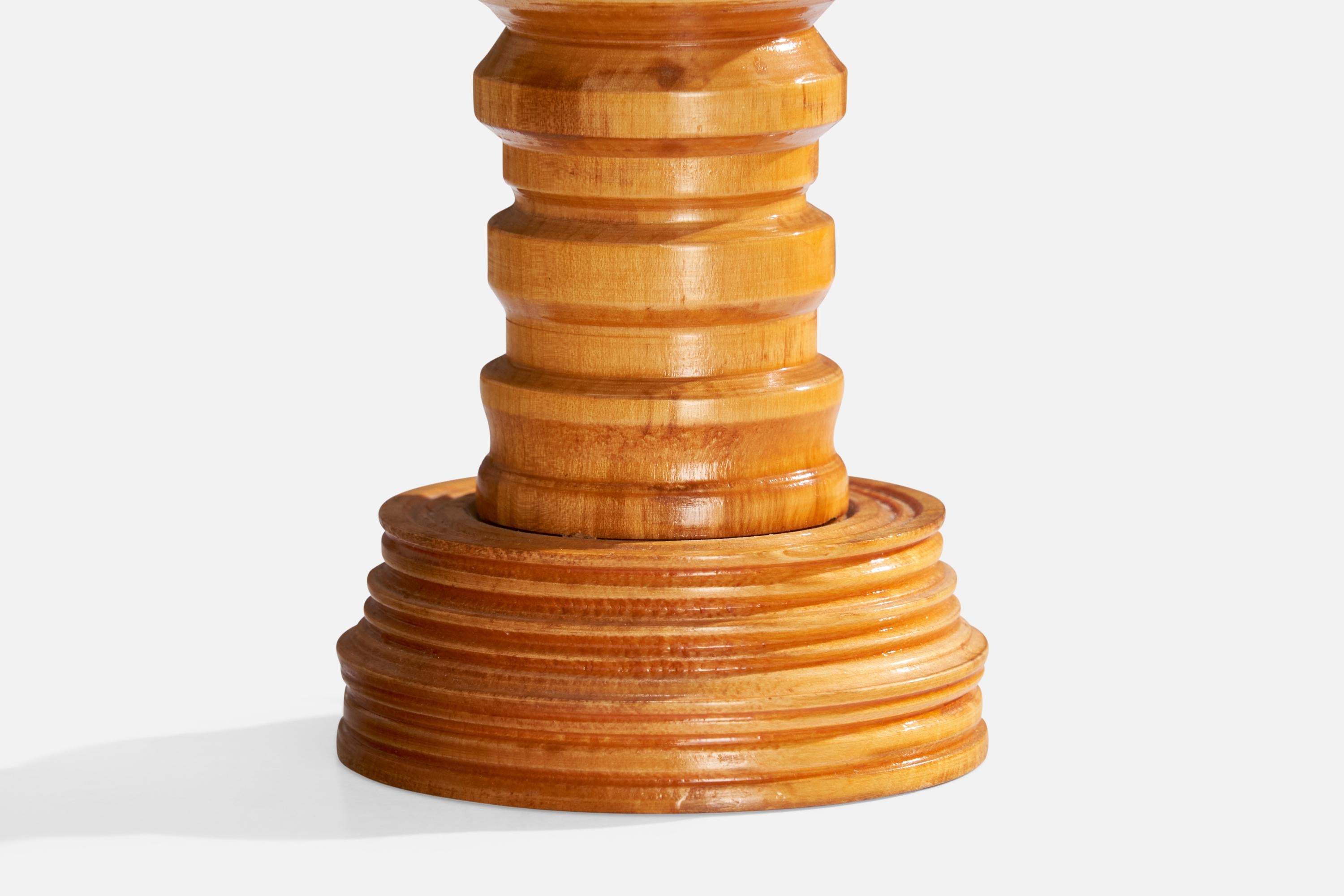 Swedish Designer, Table Lamp, Pine, Sweden, 1970s For Sale 3