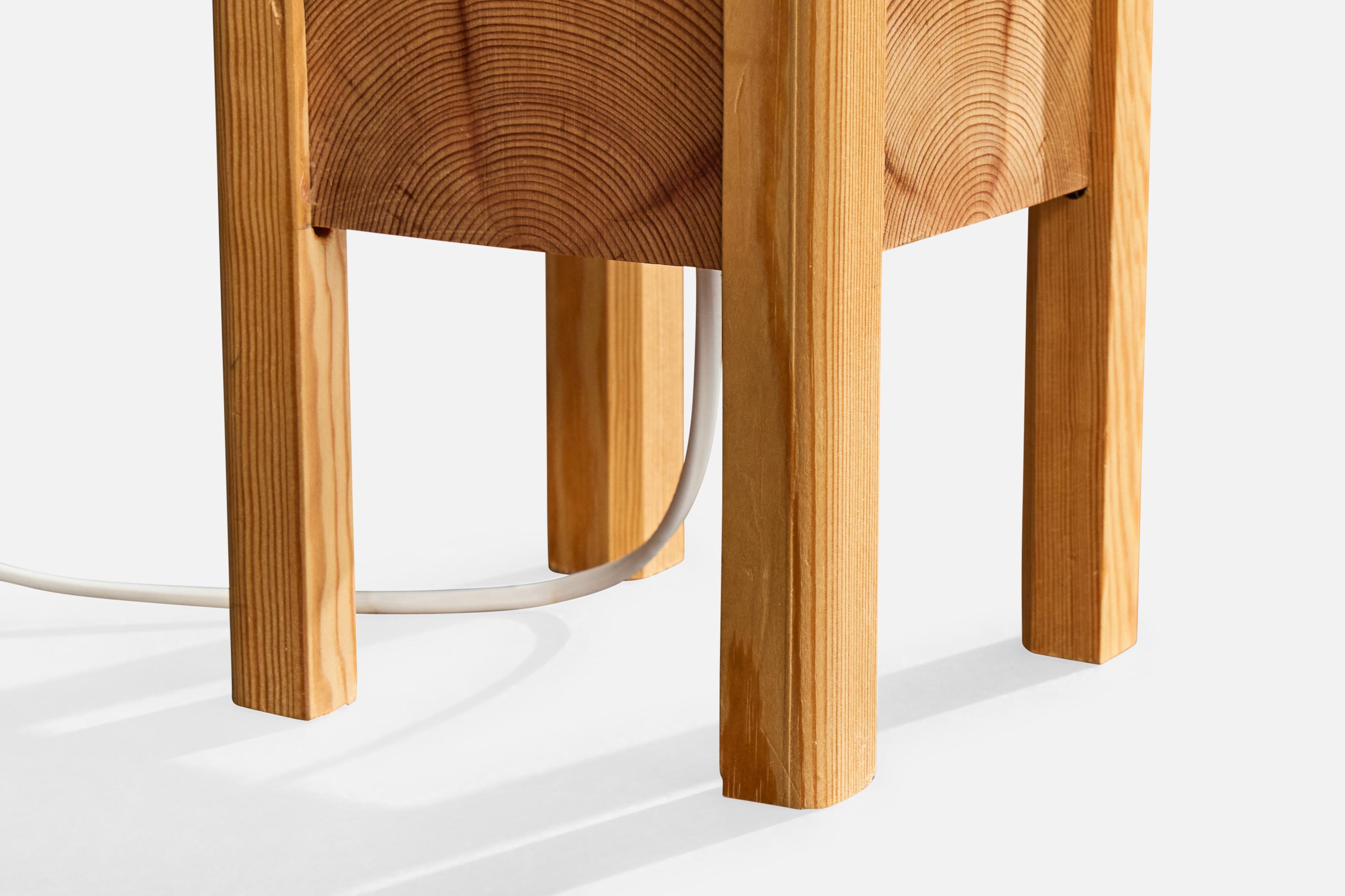Swedish Designer, Table Lamp, Pine, Sweden, 1970s For Sale 3
