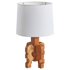 Diseñador sueco, lámpara de mesa, pino, Suecia, años 1970
