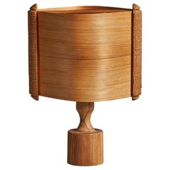 Swedish Designer, Table Lamp, Pine, Sweden, 1970s
