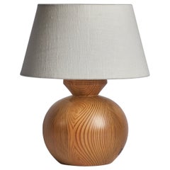 Diseñador sueco, lámpara de mesa, pino, Suecia, años 1970
