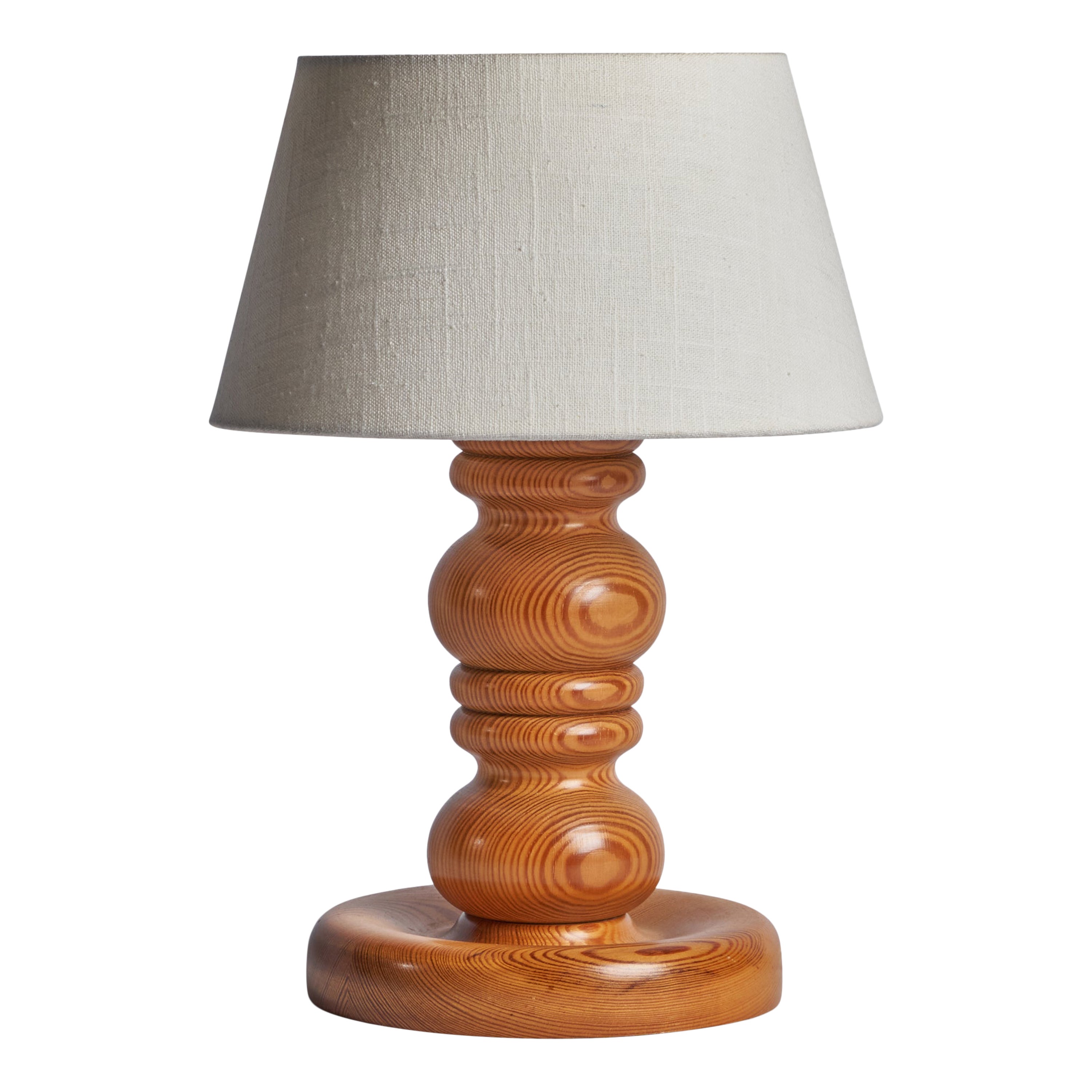 Schwedische Designerin, Tischlampe, Kiefernholz, Schweden, 1970er Jahre