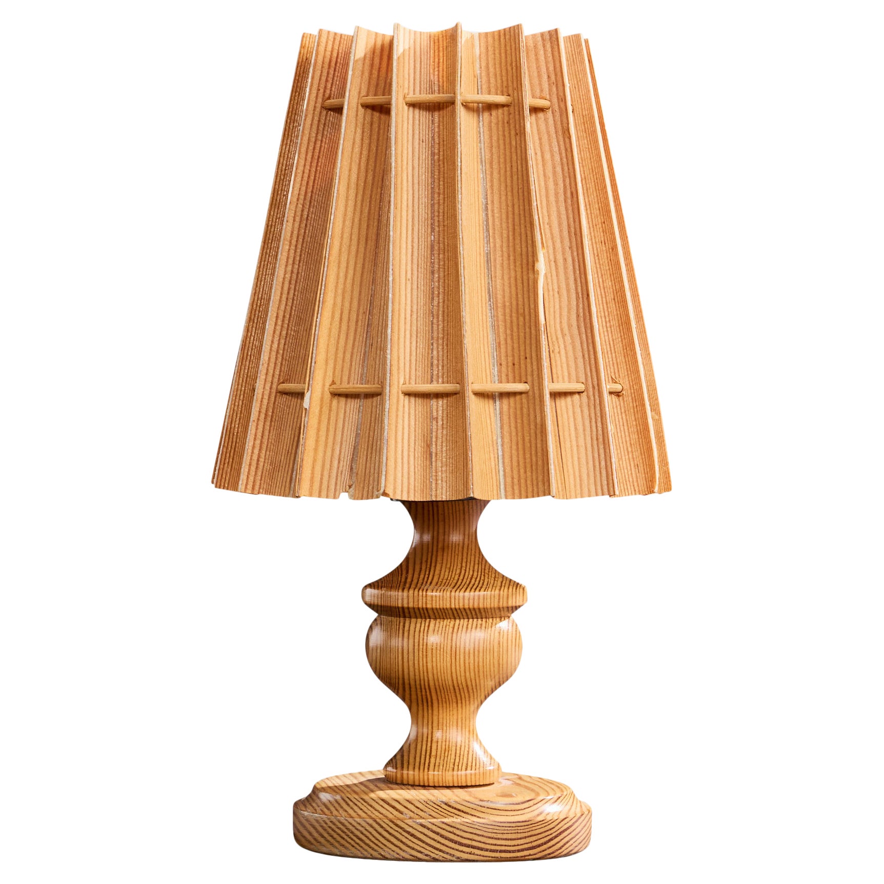 Swedish Designer, Table Lamp, Pine, Sweden, 1970s