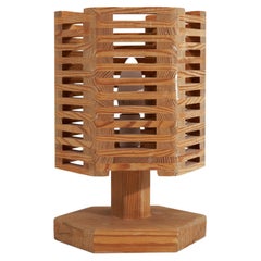 Swedish Designer, Table Lamp, Pine, Sweden, 1970s