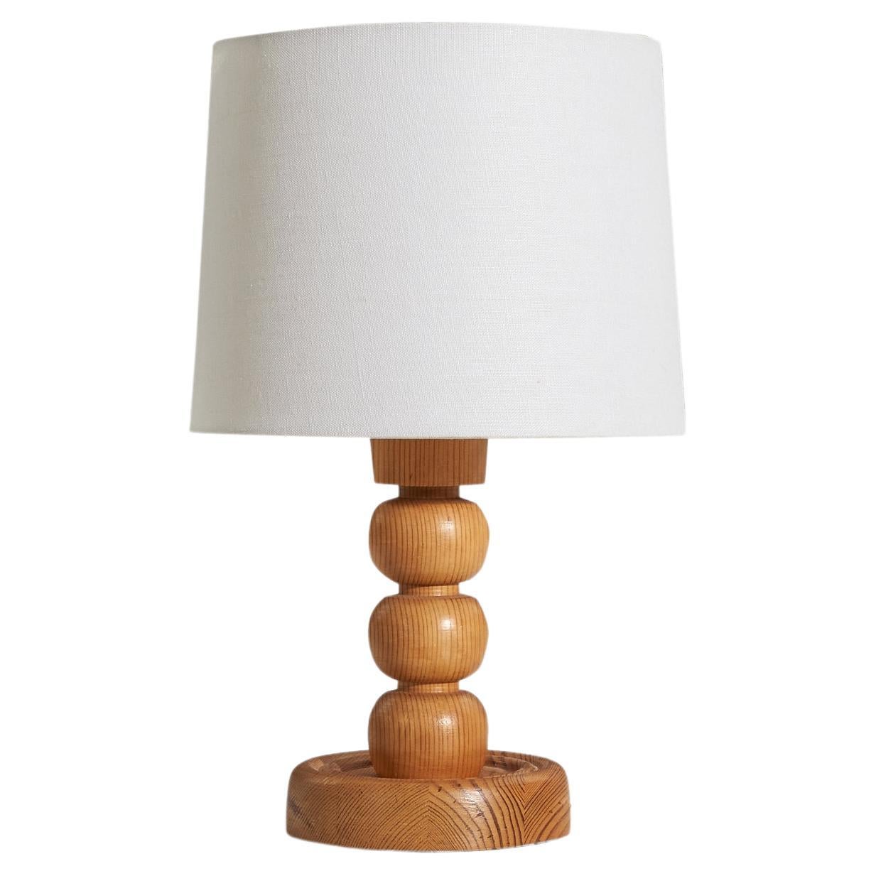 Swedish Designer, Table Lamp, Pine, Sweden, 1970s For Sale