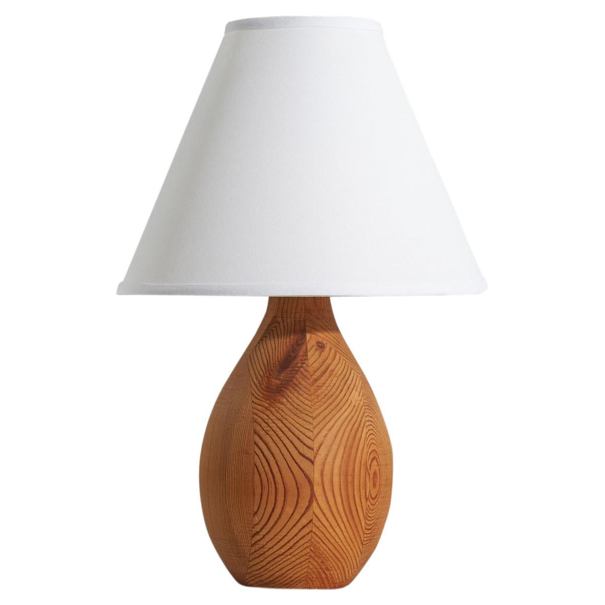 Swedish Designer, Table Lamp, Pine, Sweden, 1970s For Sale