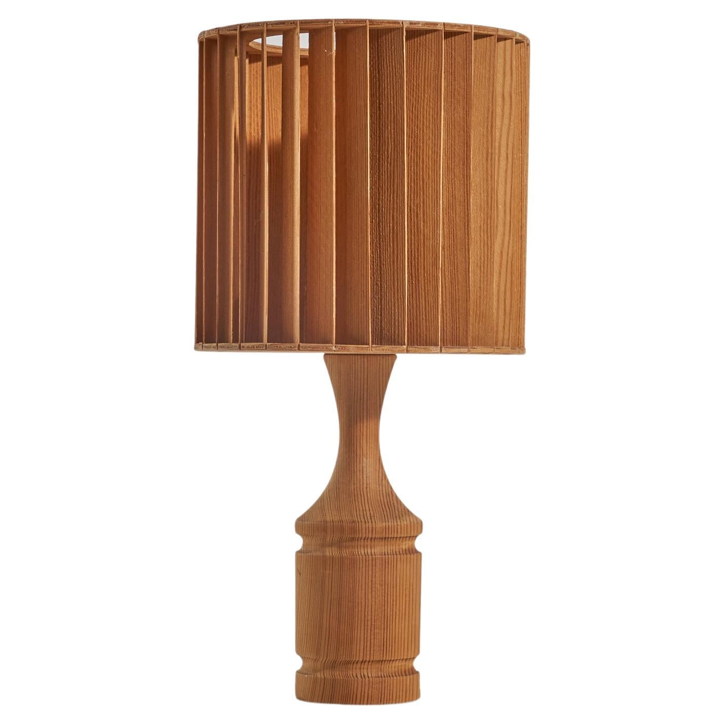 Swedish Designer, Table Lamp, Pine, Sweden, 1970s