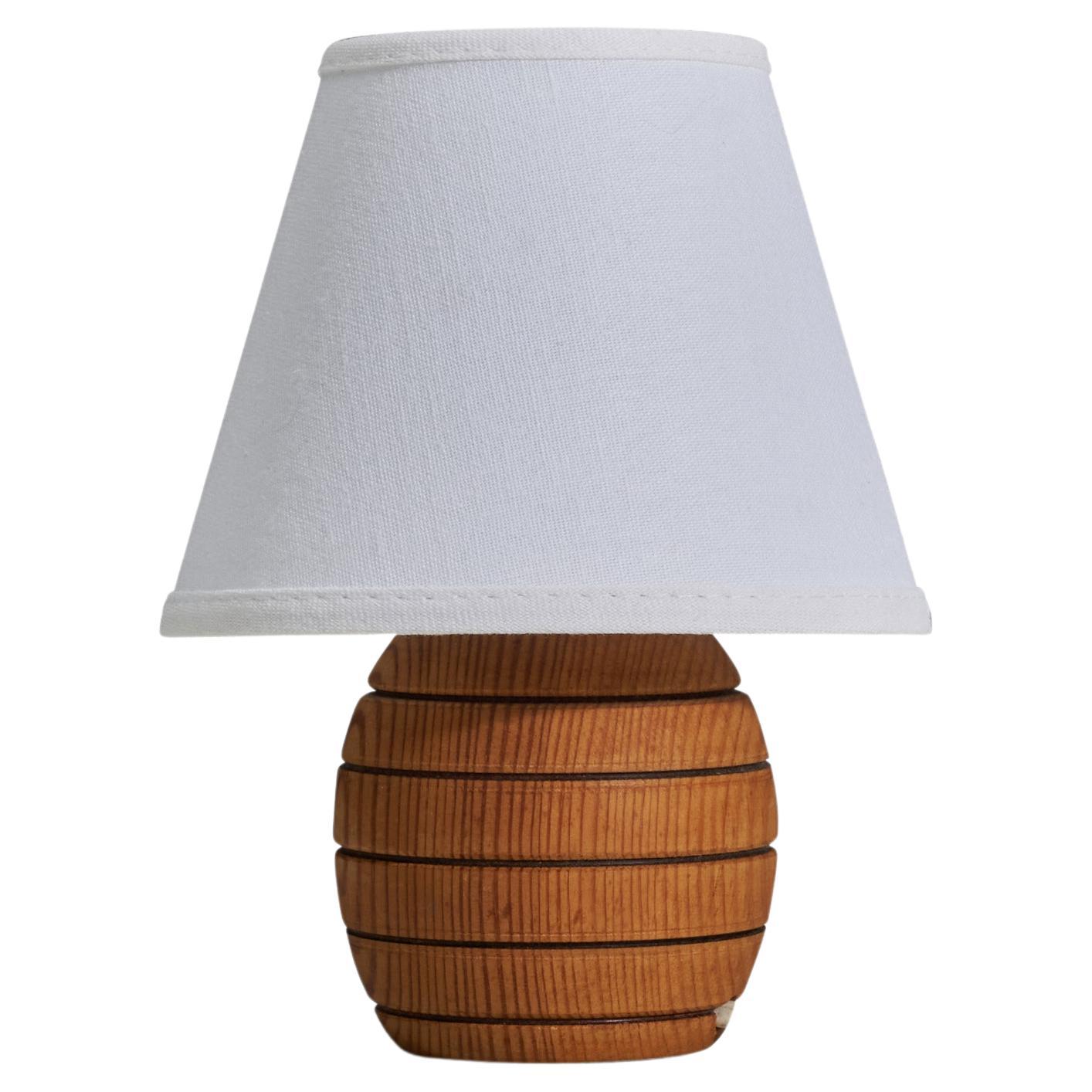 Swedish Designer, Table Lamp, Pine, Sweden, 1970s For Sale