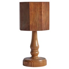 Vintage Swedish Designer, Table Lamp, Pine, Sweden, 1970s