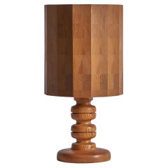 Vintage Swedish Designer, Table Lamp, Pine, Sweden, 1970s