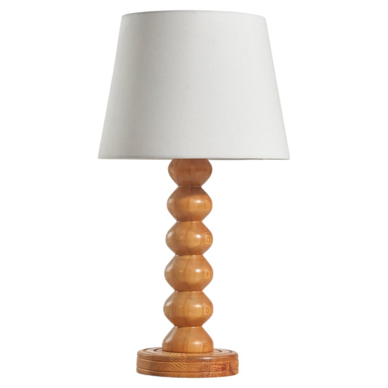 Swedish Designer, Table Lamp, Pine, Sweden, 1978 For Sale