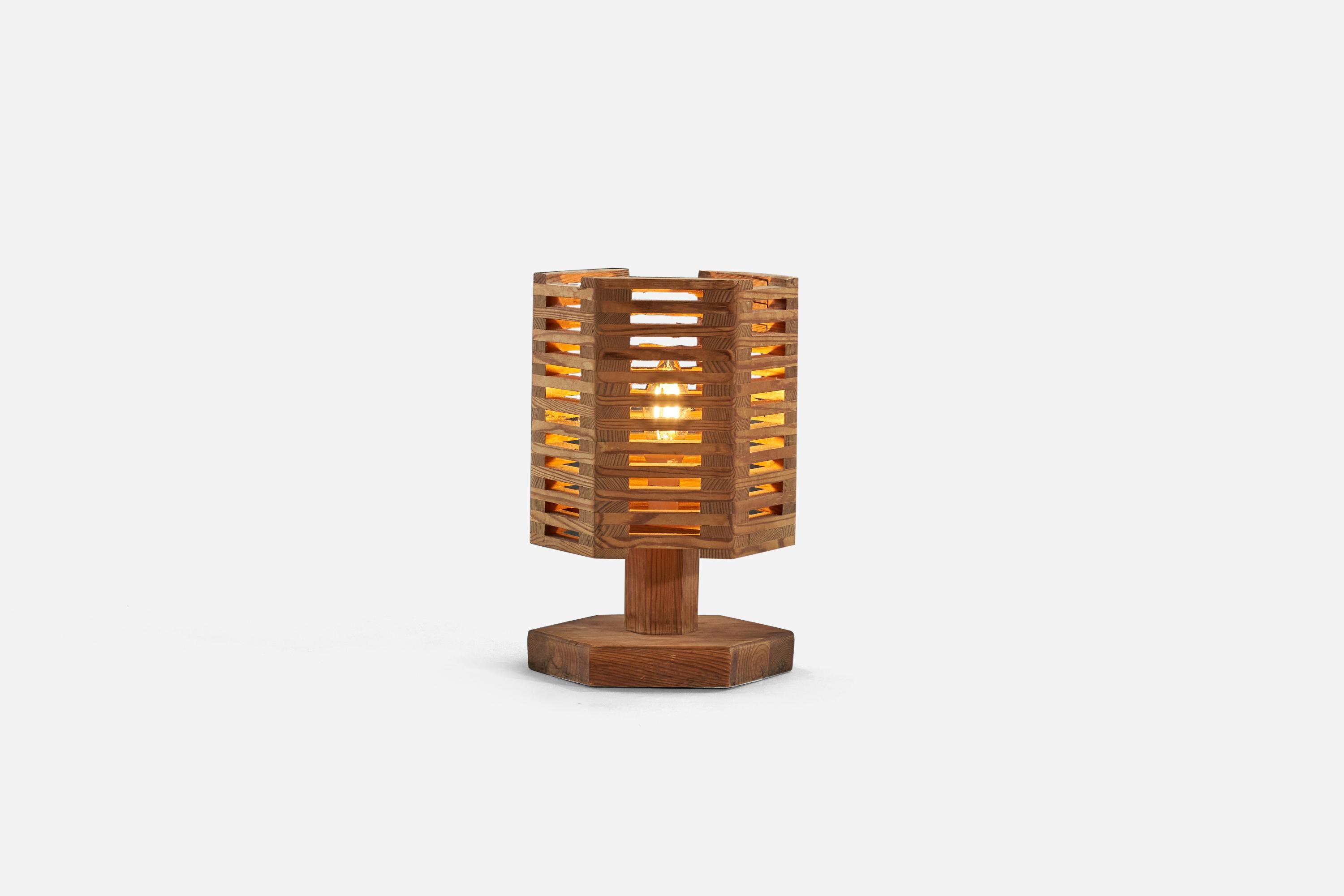 Late 20th Century Swedish Designer, Table Lamp, Pine, Sweden, C. 1970s For Sale