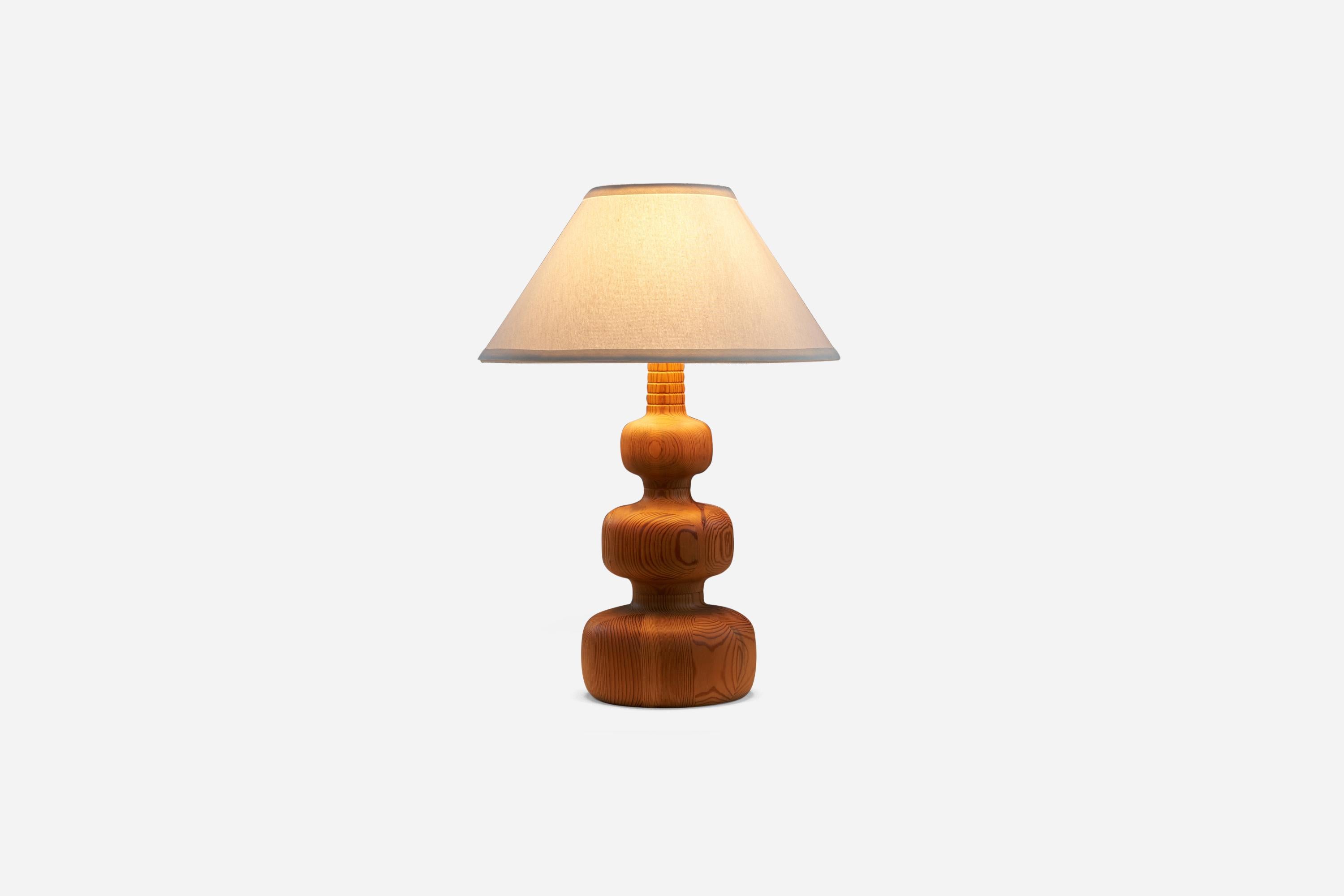 Swedish Designer, Table Lamp, Pine Wood, Sweden, 1970s 1