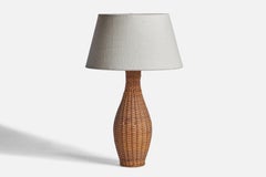 Swedish Designer, Table Lamp, Rattan, Sweden, 1960s